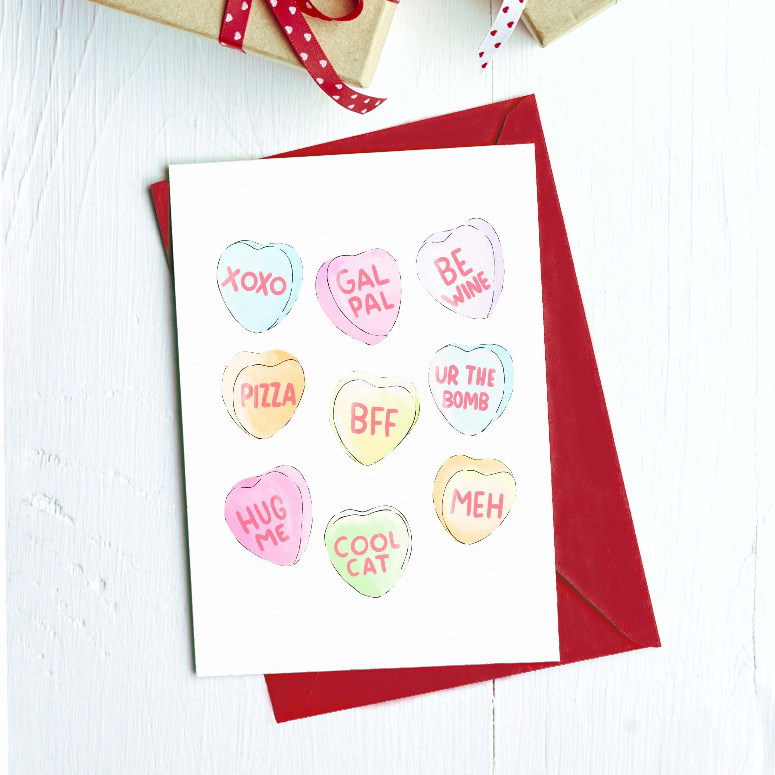  Candy Hearts Galentine Greeting Card、mySite、elrpsem3k