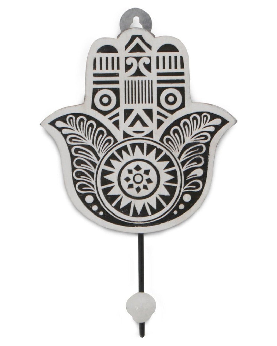 Mango Wood Block Print Design Hamsa Wall Hook、mySite、topwebapps