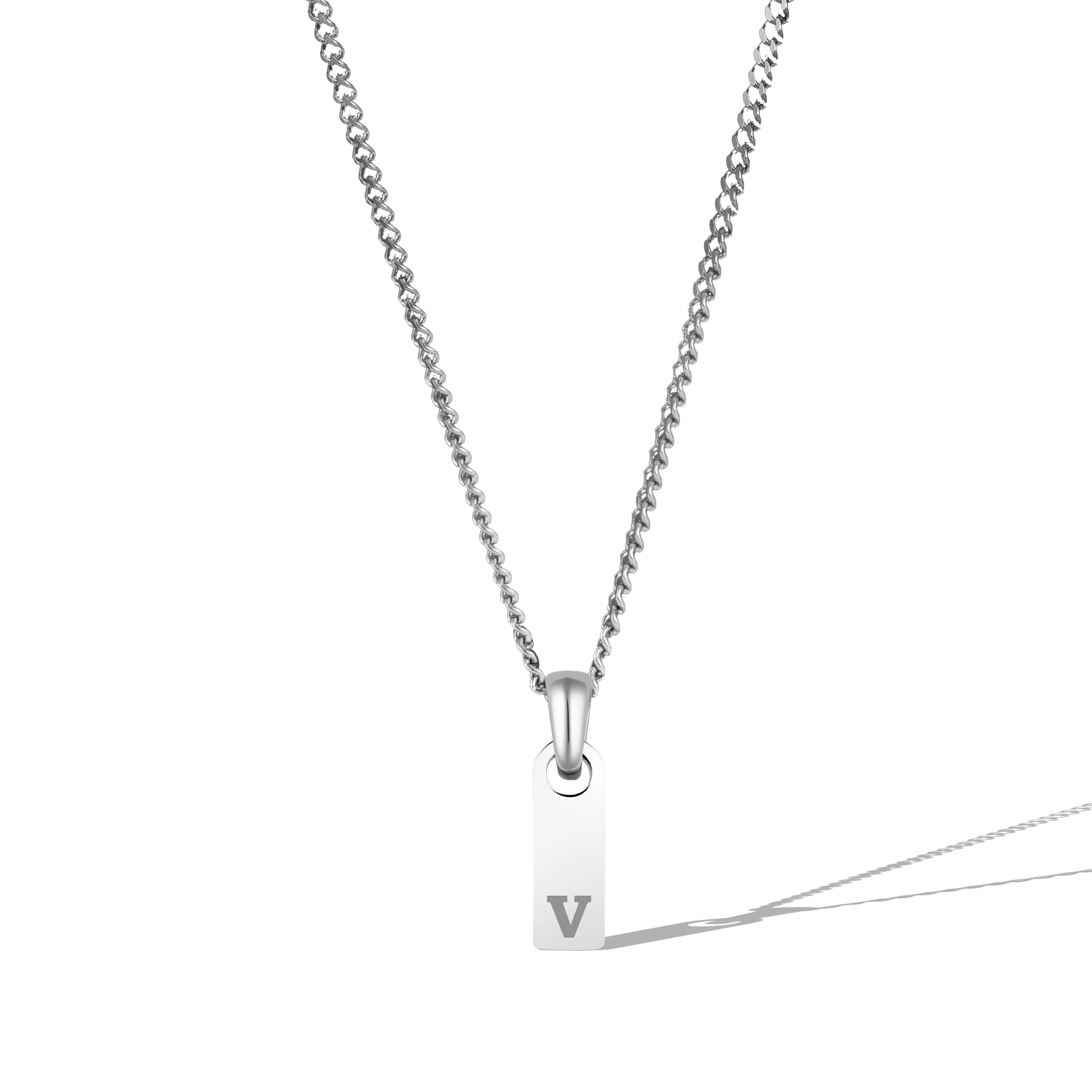 Initial Tag Necklace - Silver、mySite、botmansion
