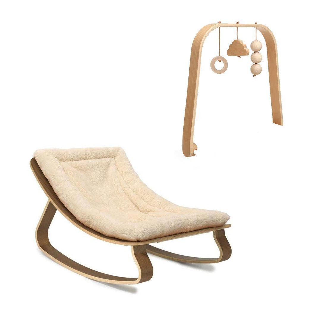  Charlie Crane LEVO Baby Rocker - Walnut + Teddy Fur Milk、mySite、merchandisen