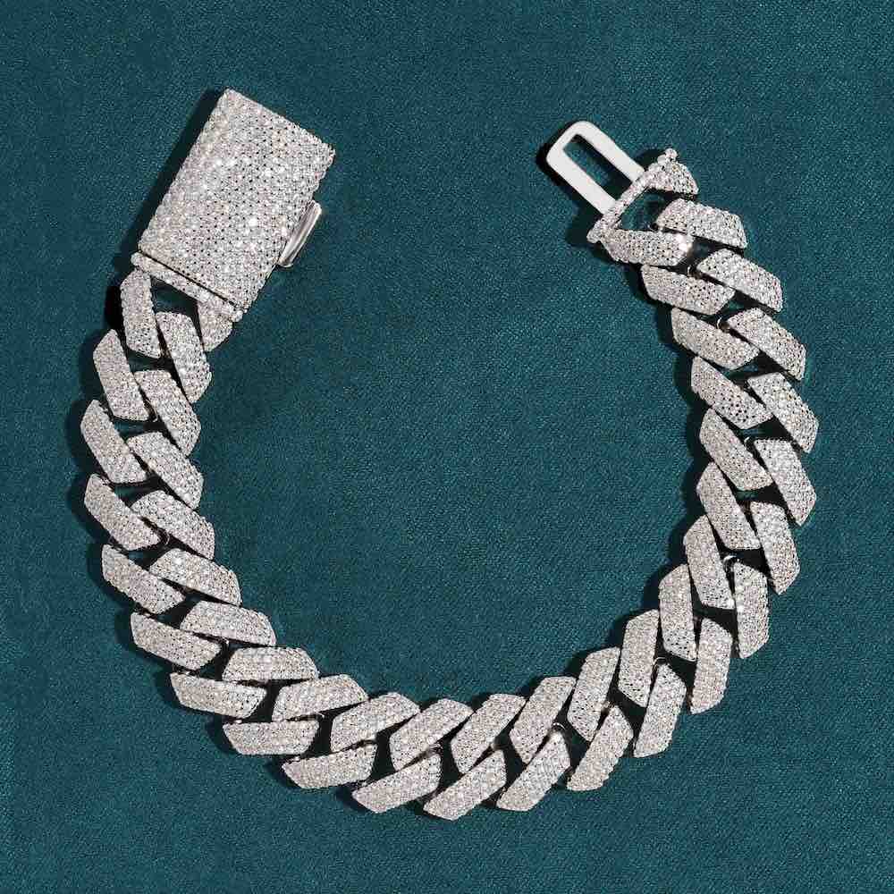 15MM 4-Row Moissanite Cuban Link Bracelet 14K Gold、mySite、hinf8tx79