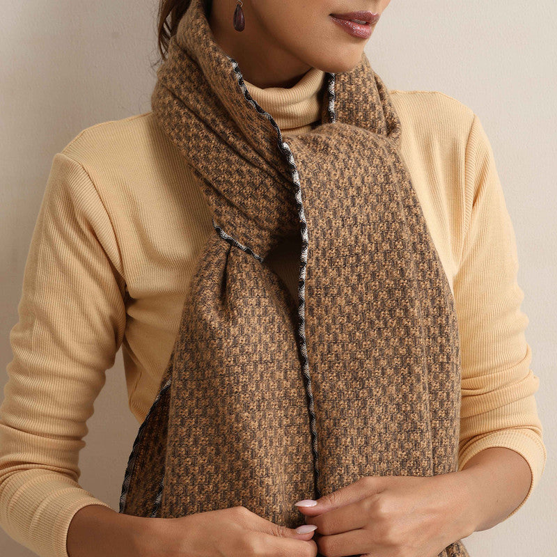 Woolen Stole | Checkered Print | Brown、mySite、camillekostekn