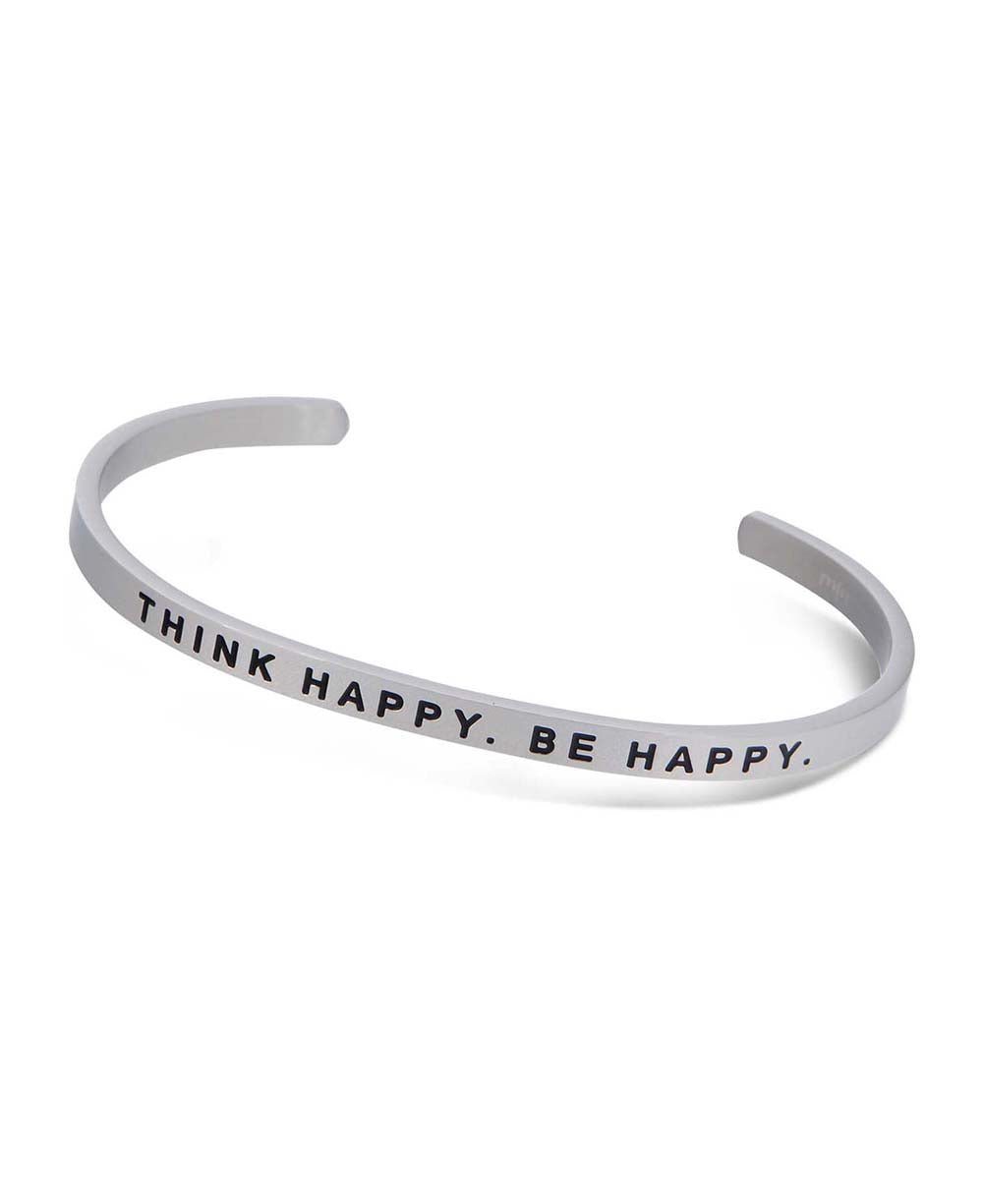 Think Happy, Be Happy Engraved Cuff Bracelet、mySite、topwebapps