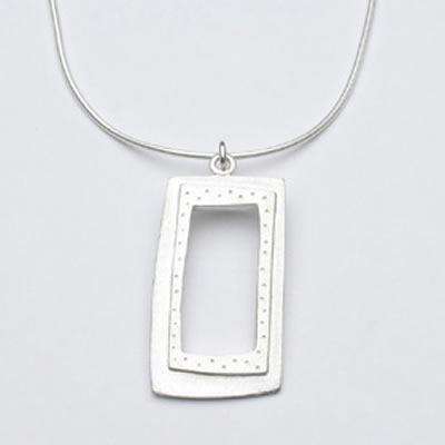 Emily Rosenfeld Sterling Silver Open Rectangle Necklace、mySite、topwebapps