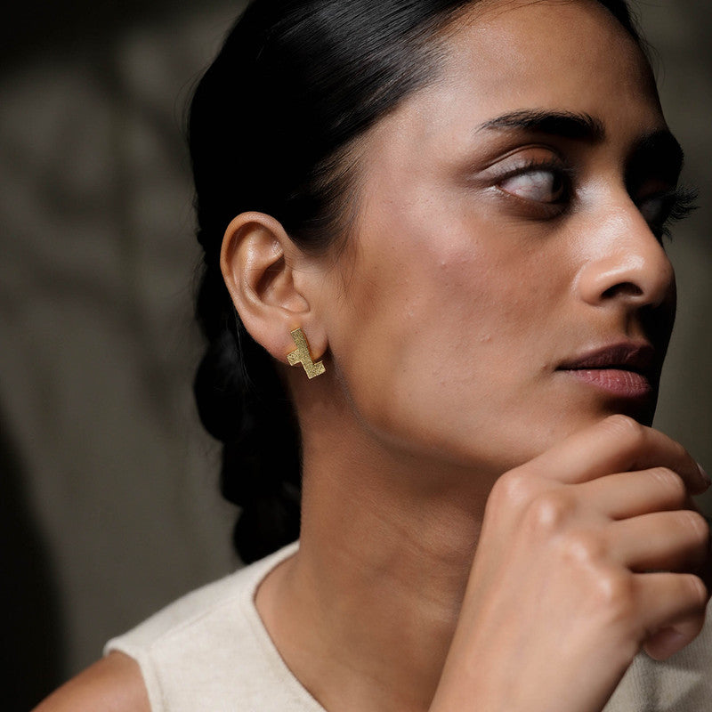 Brass Leku Stud Earrings、mySite、camillekostekn