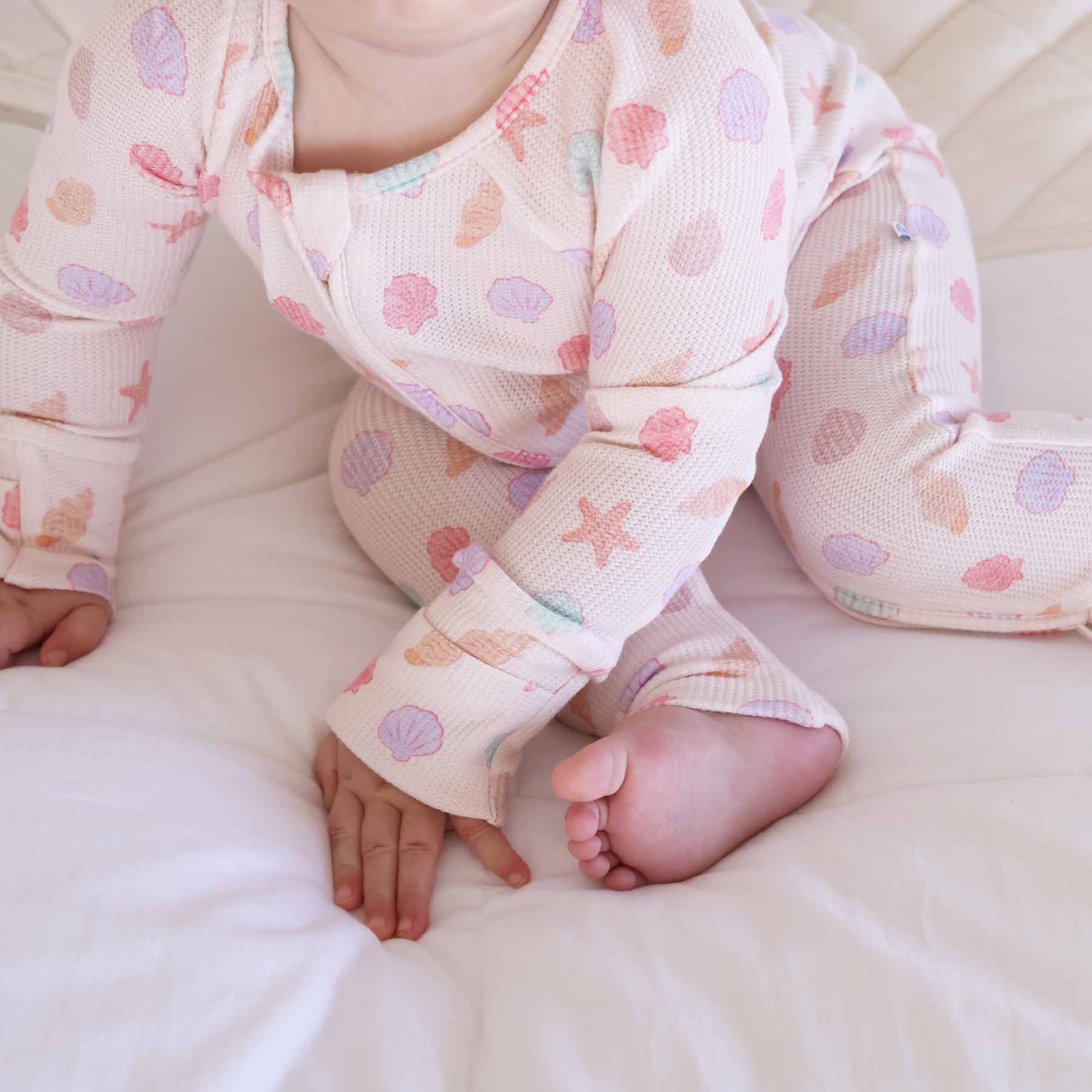  Saltwater Shells Bamboo Waffle Convertible Zip Romper、mySite、layawaytickets