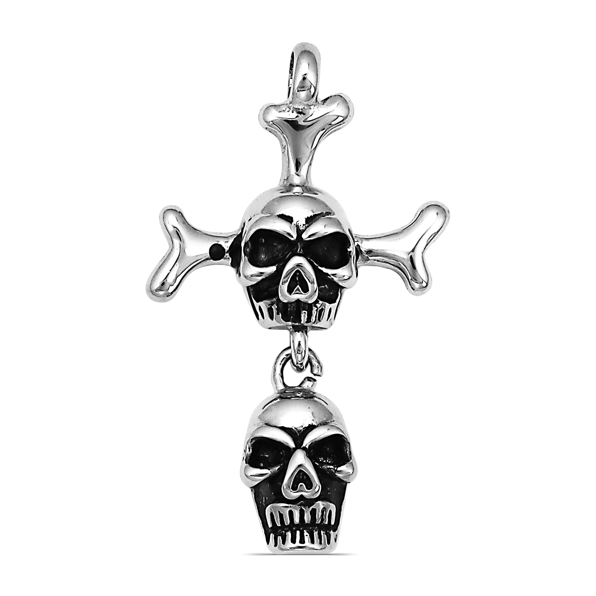 Stainless Steel Double Skull And Bones Pendant / PDL2037、mySite、dreamappss