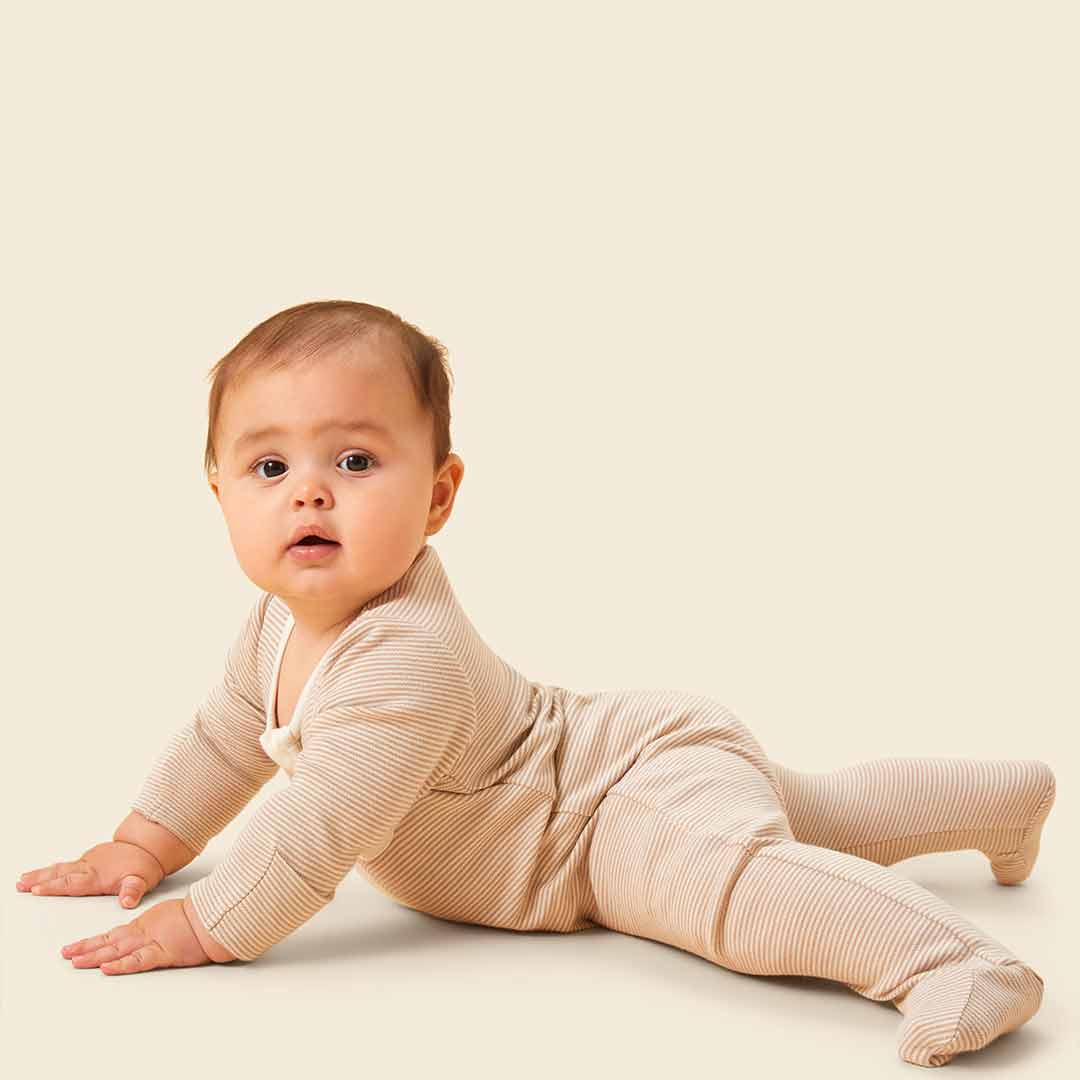  MORI Clever Zip Sleepsuit - Oatmeal Stripe、mySite、merchandisen
