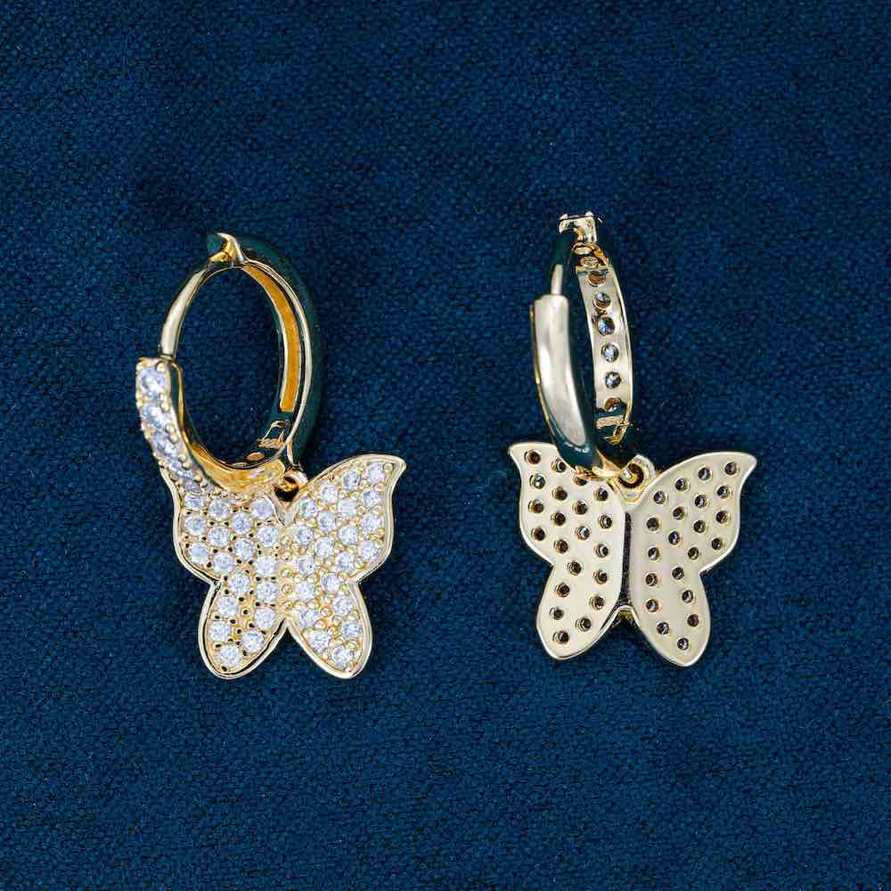 Moissanite Butterfly Earrings 14K Gold、mySite、hinf8tx79