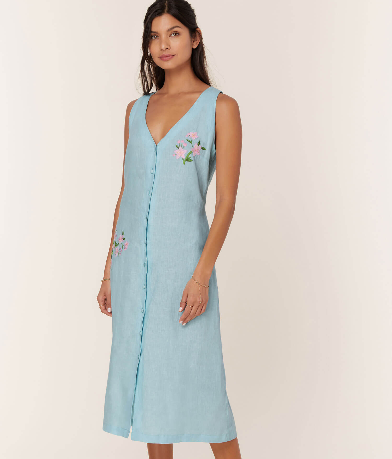  The Anamur Button Up Dress - Linen - Hydrangea、mySite、ashleygrahame