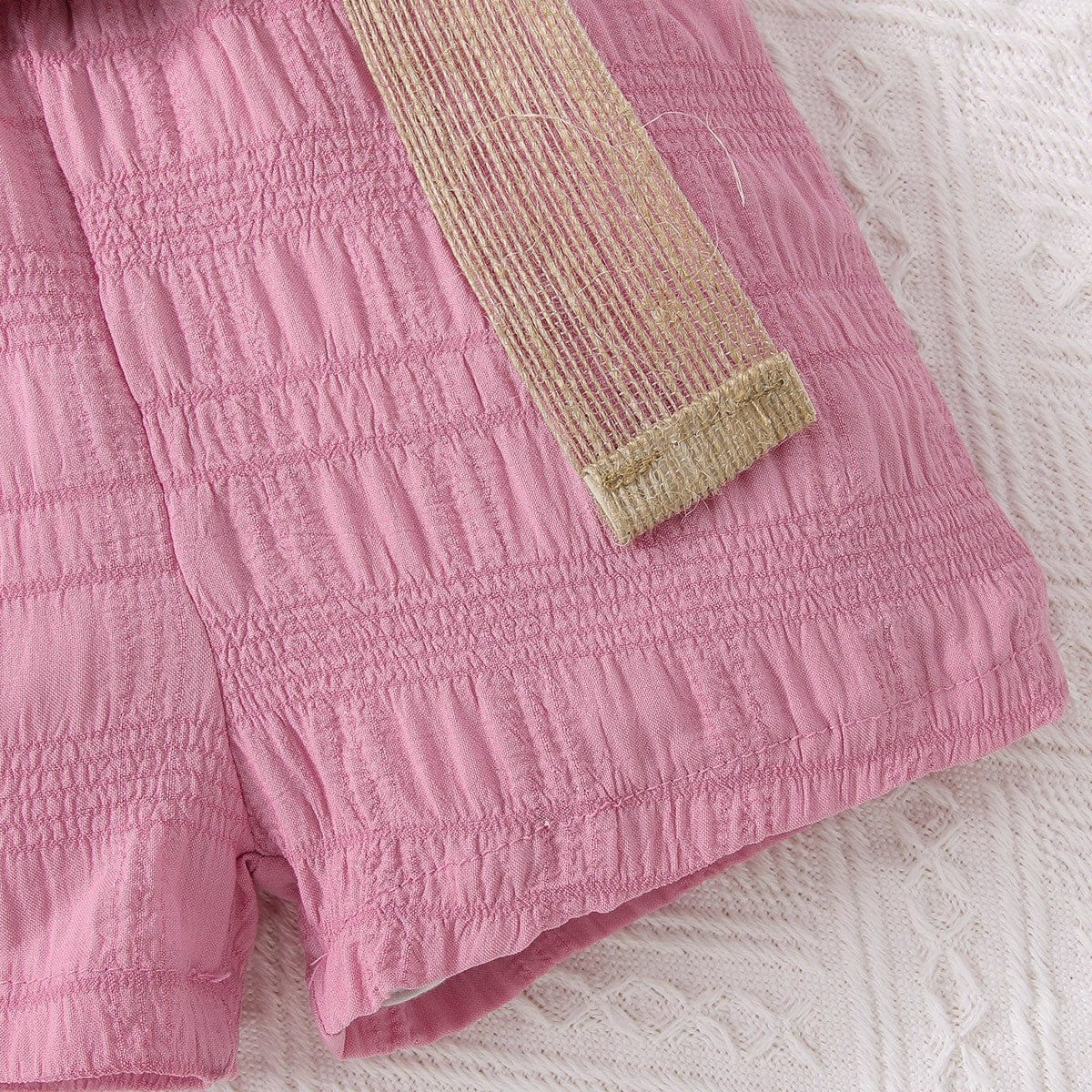 Girl's Textured Bow Detail Top and Belted Shorts Set、mySite、g9winljtr