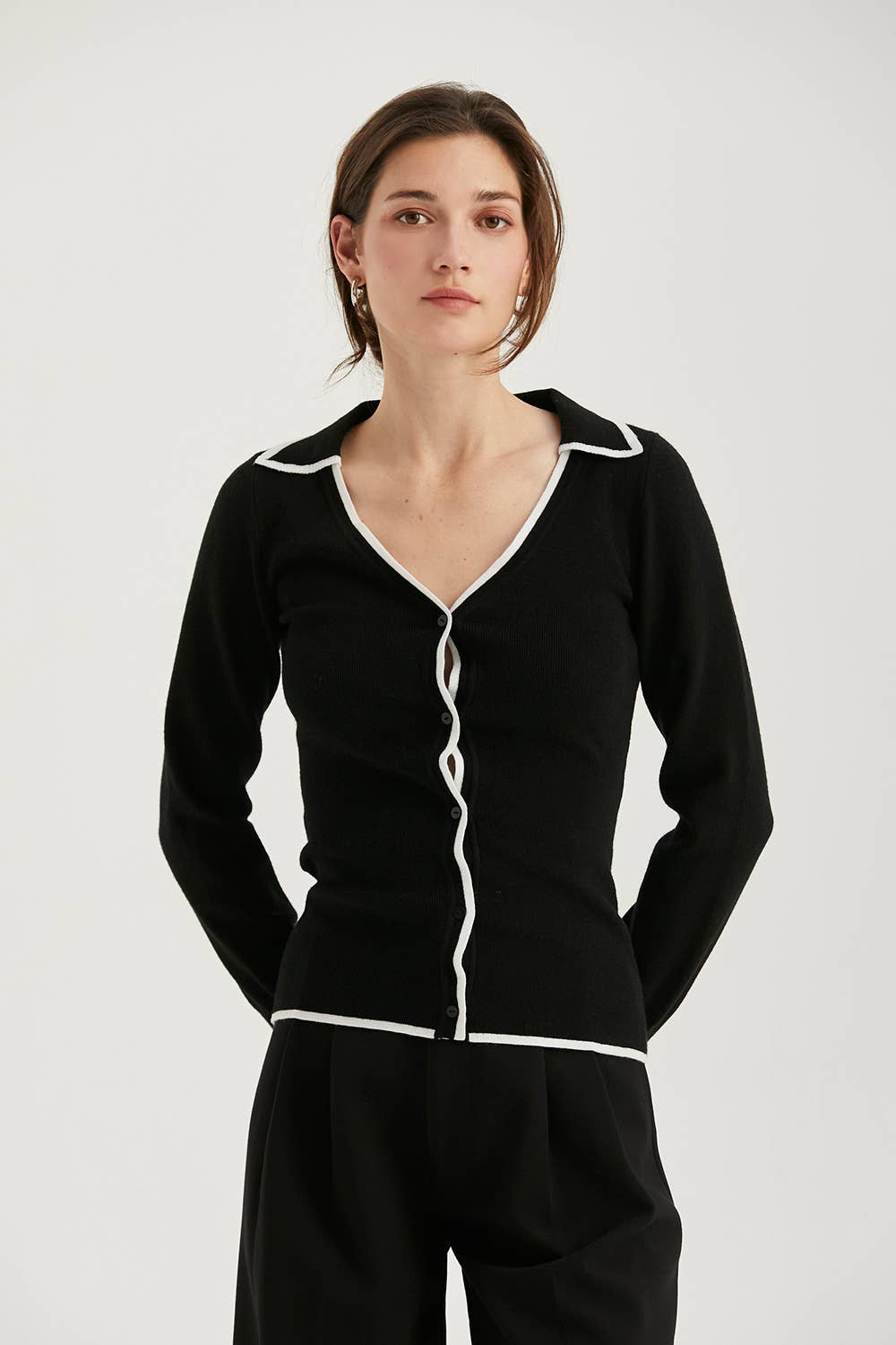 Dalia Sweater Knit Top with Contrast Pop、mySite、dreamappss