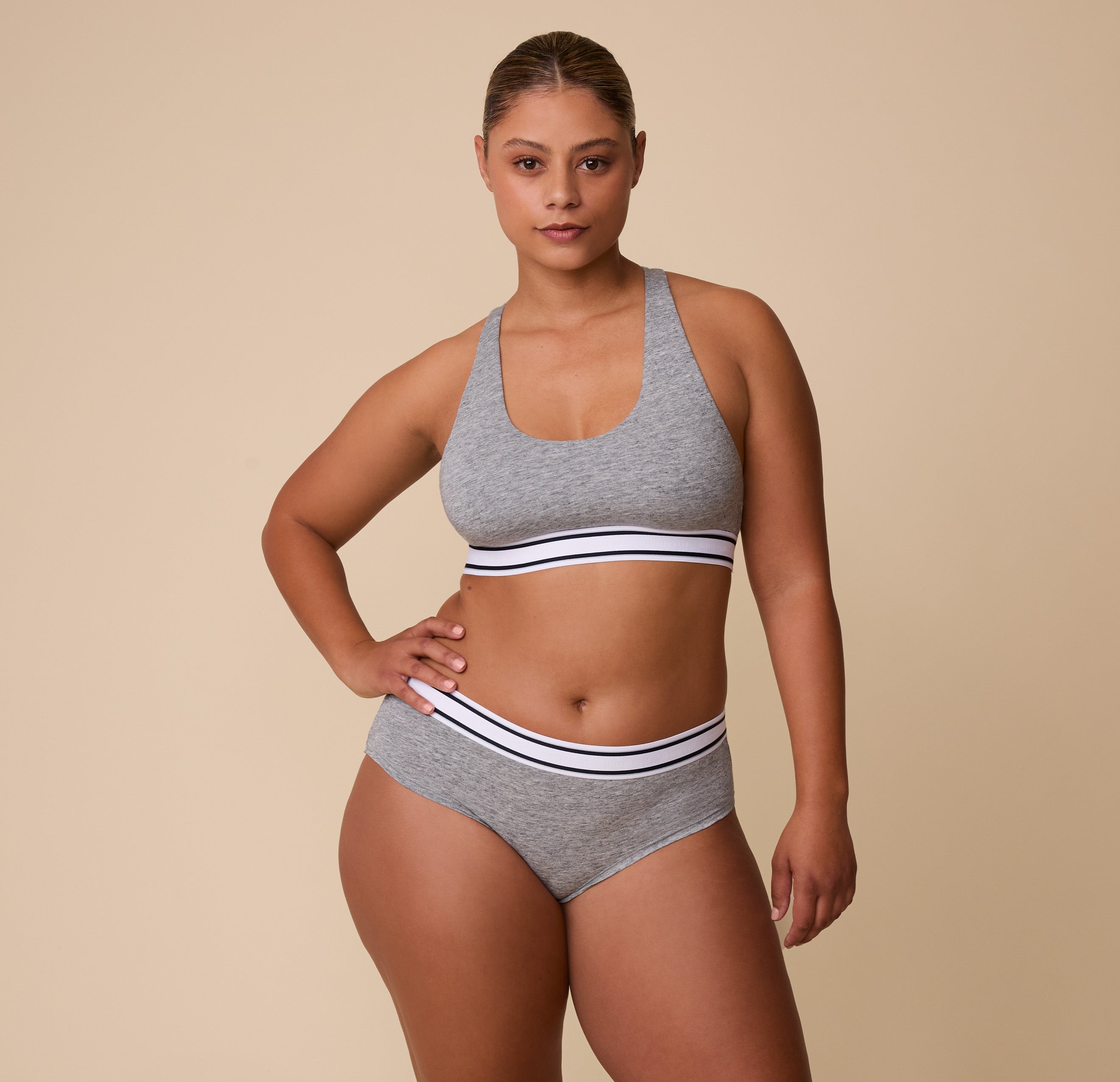 Cloud Cotton Retro Racerback Bralette - Heather Charcoal、mySite、bengalsvssteelers