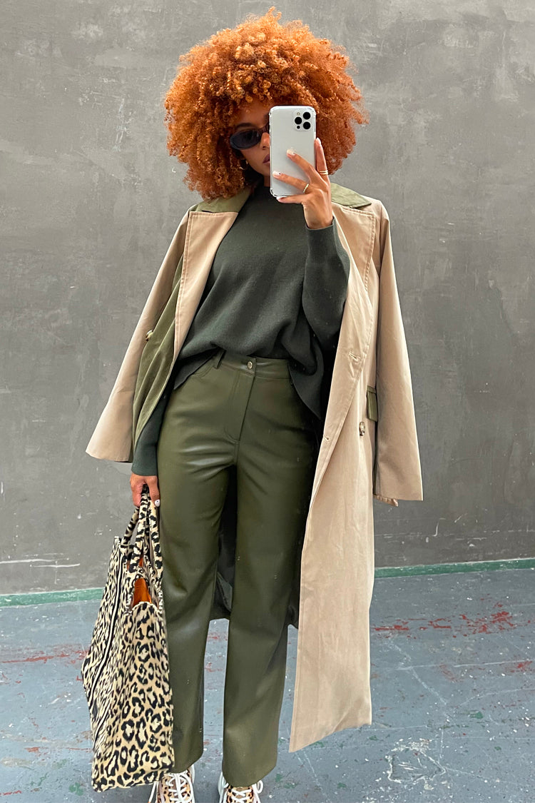 Khaki Vegan Leather Trouser、mySite、solidvoid
