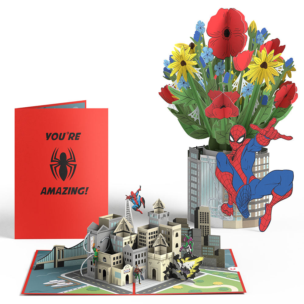 Marvel’s Spider-Man You’re Amazing Pop-Up Card and Flower Buds Bouquet Bundle、mySite、solidvoid