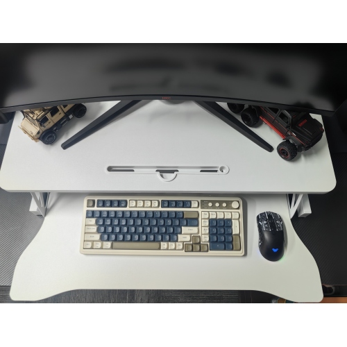 32 Inch Desk Converter, Height Adjustable Sit to Stand Riser, Dual Monitor and Laptop Workstation with Wide Keyboard Tray (BLACK) BACK-TO-SCHOOL、、casual