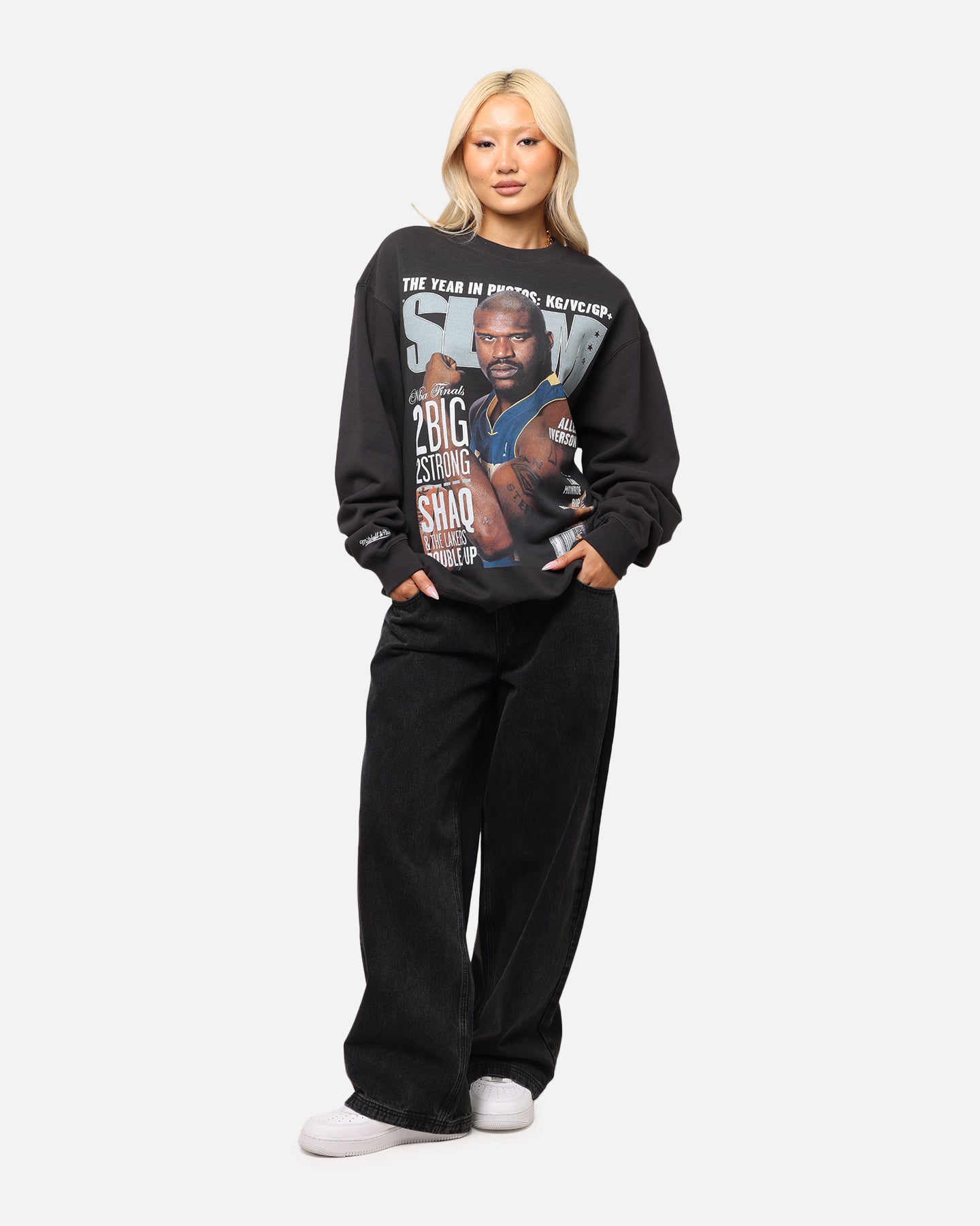 Mitchell & Ness Los Angeles Lakers Shaquille O'Neal Slam Magazine Crewneck Faded Black、mySite、zt4zffjzw