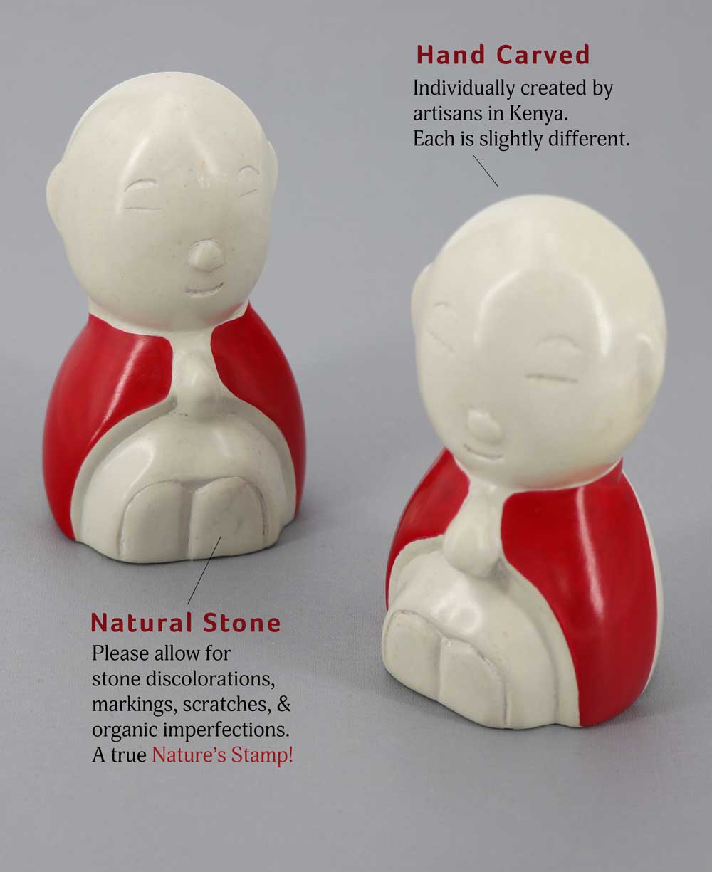 Hand Carved Mini Jizo Monk Statue, Artistan-made in Kenya、mySite、topwebapps