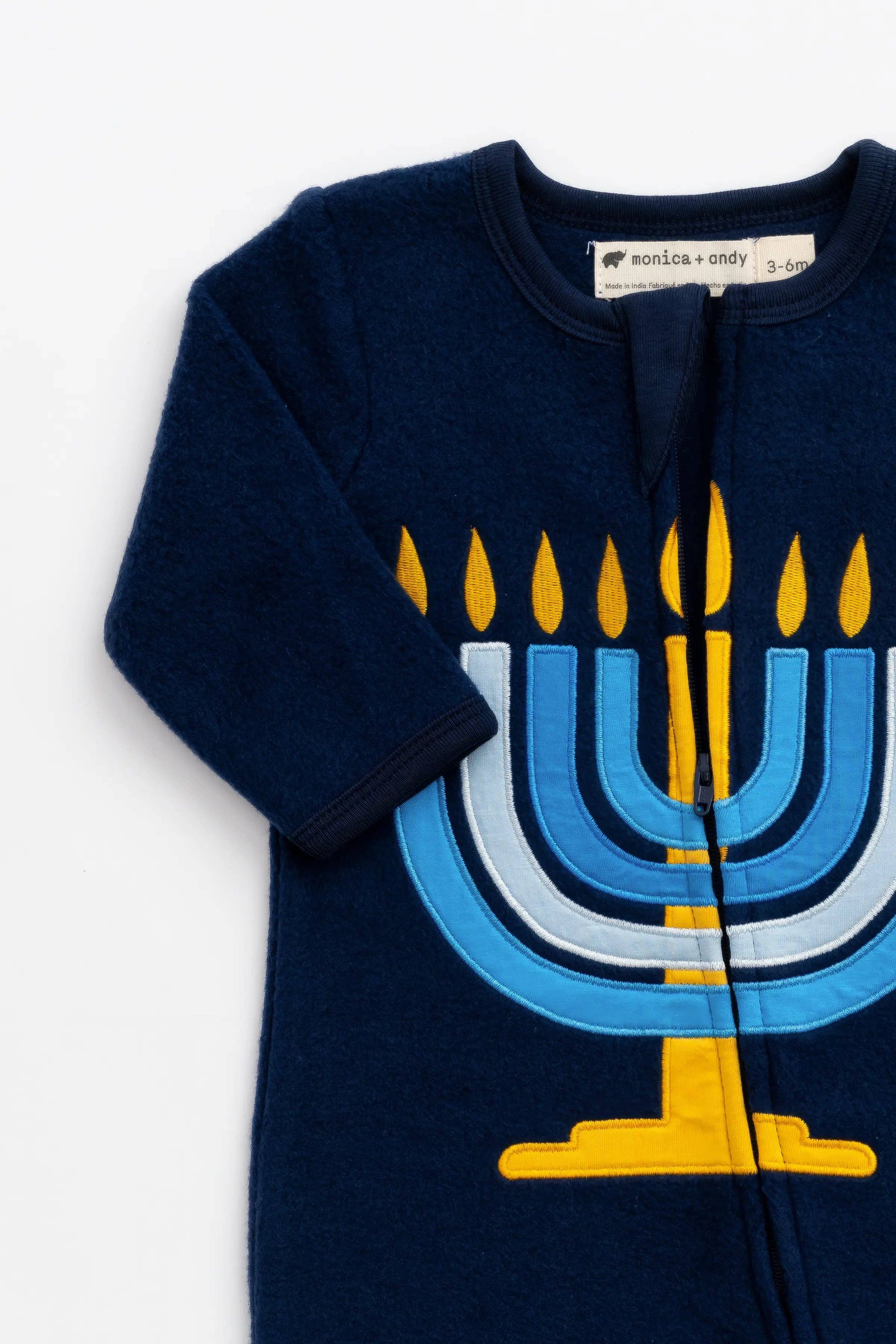 Menorah Fleece Zip One-Piece by Monica + Andy - (Sizes 0 - 24M)、mySite、topwebapps