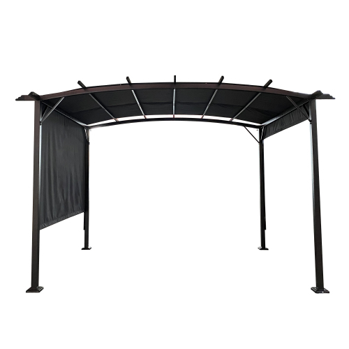 12 x 9 Ft Outdoor Pergola Patio Gazebo,Retractable Shade Canopy,Steel Frame Grape Gazebo,Sun shelter Pergola for Gardens,Terraces,Backyard Same as W419S00033、、eastwooduniform