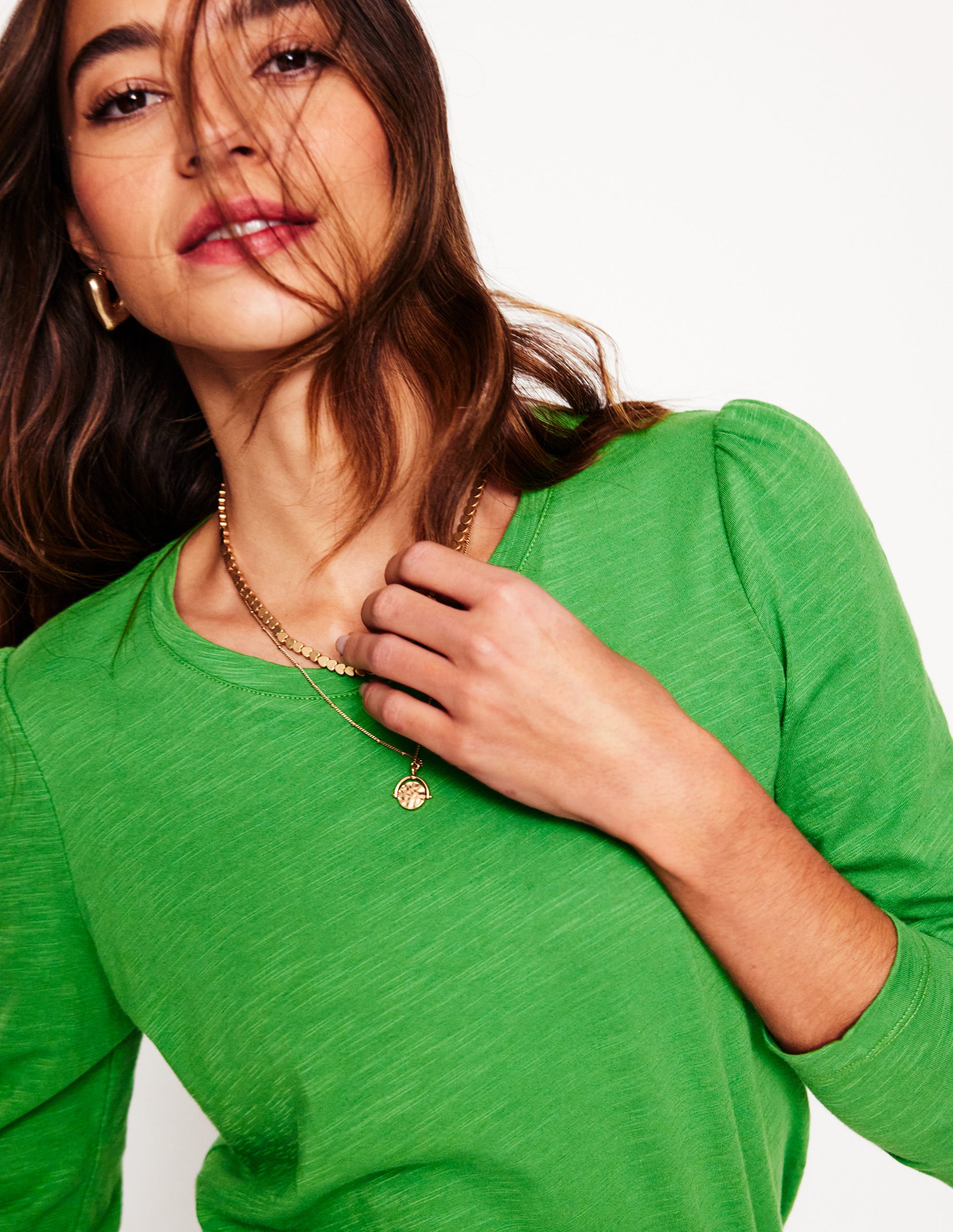  Cotton Crew Long Sleeve Top-Paradise Green、mySite、ashleygrahame