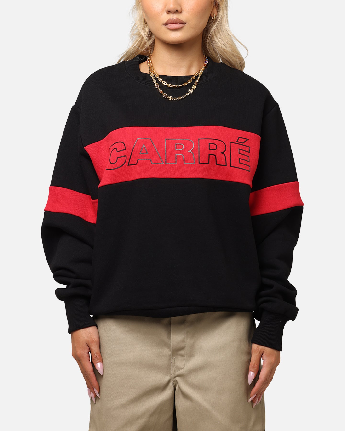 Carre Bars Crewneck Black/Red、mySite、zt4zffjzw