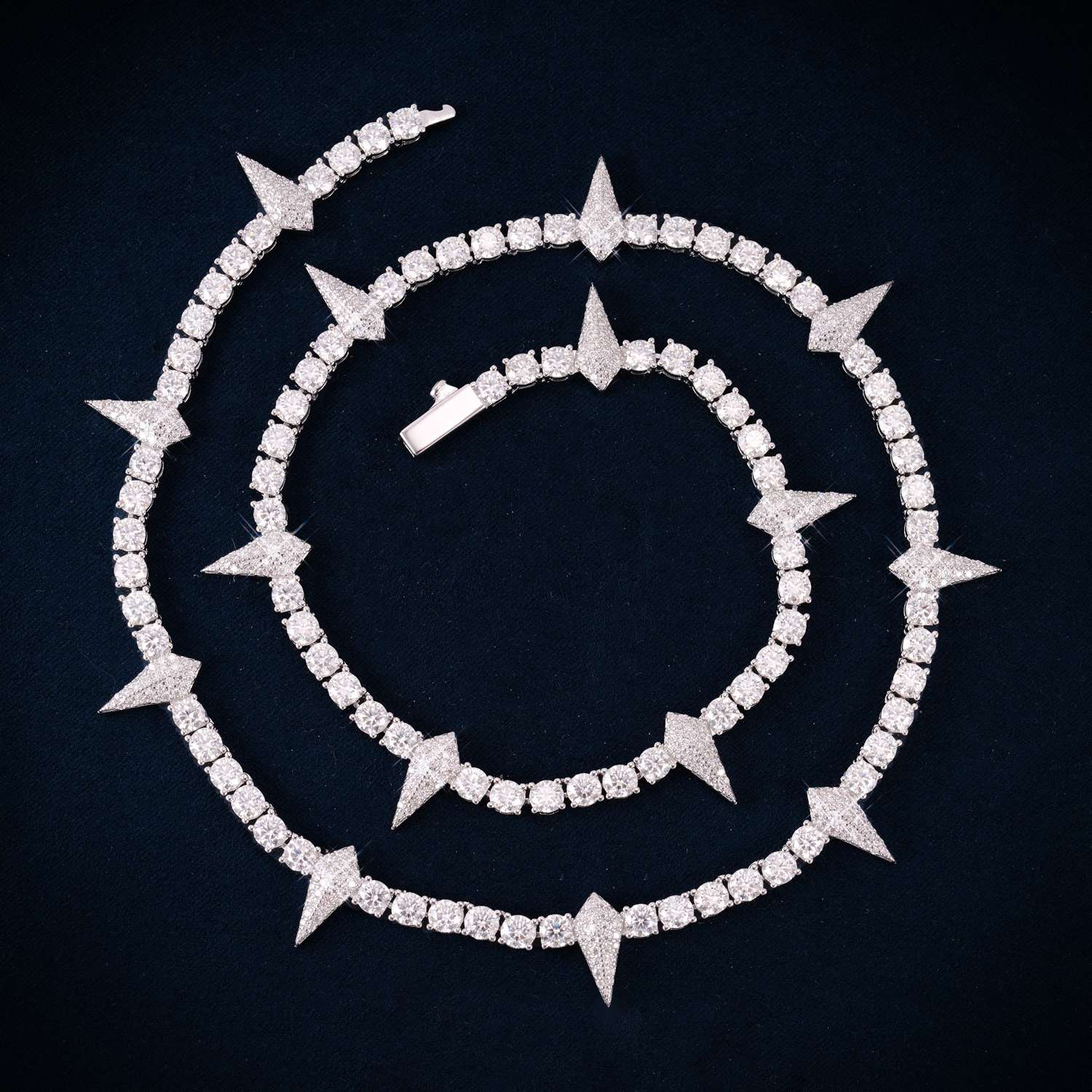 4MM Moissanite Spiked Tennis Chain 14K Gold、mySite、hinf8tx79