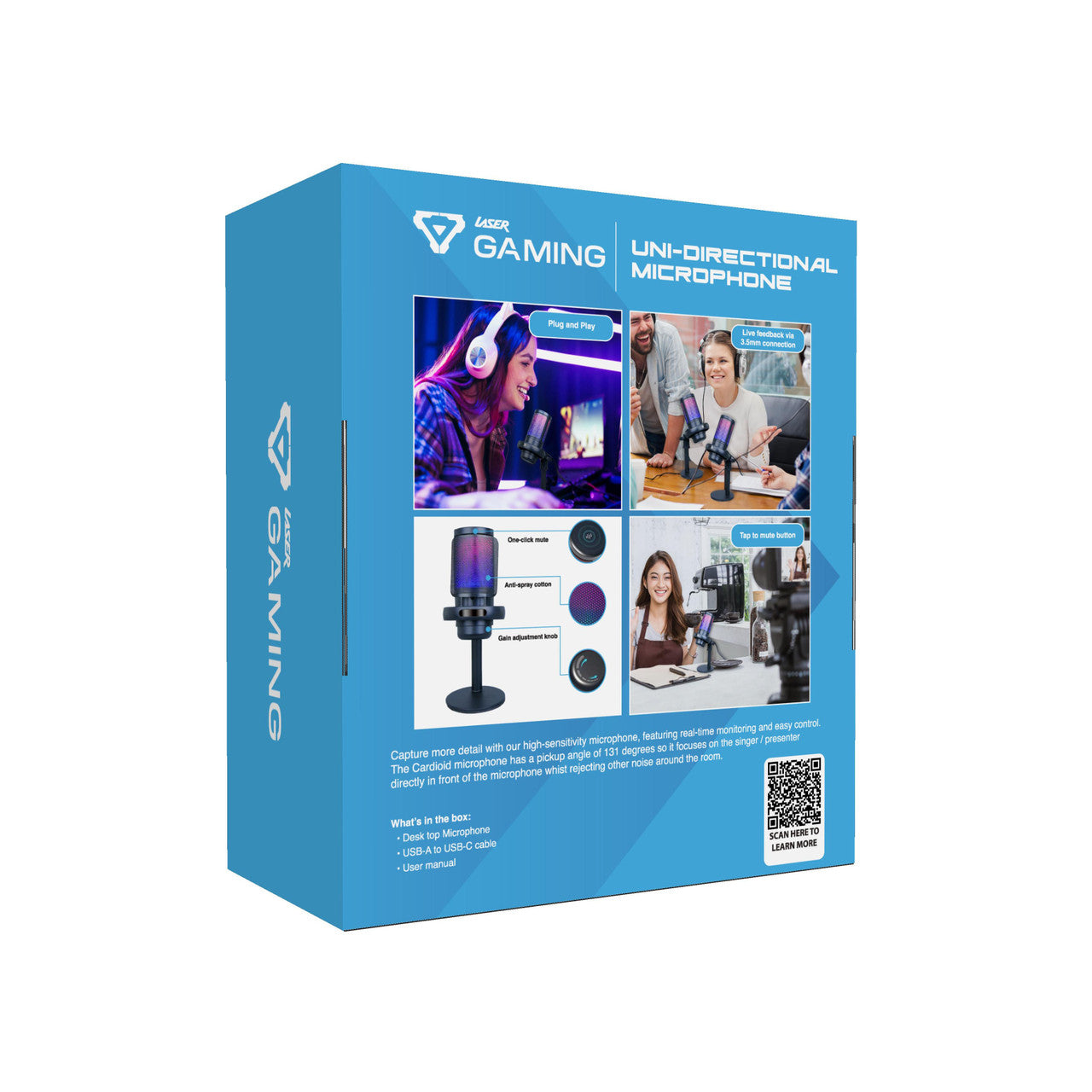 Laser RGB Gaming Microphone - Cardioid, Pop Filter, & Headphone Jack (Black)、mySite、camillekostekn