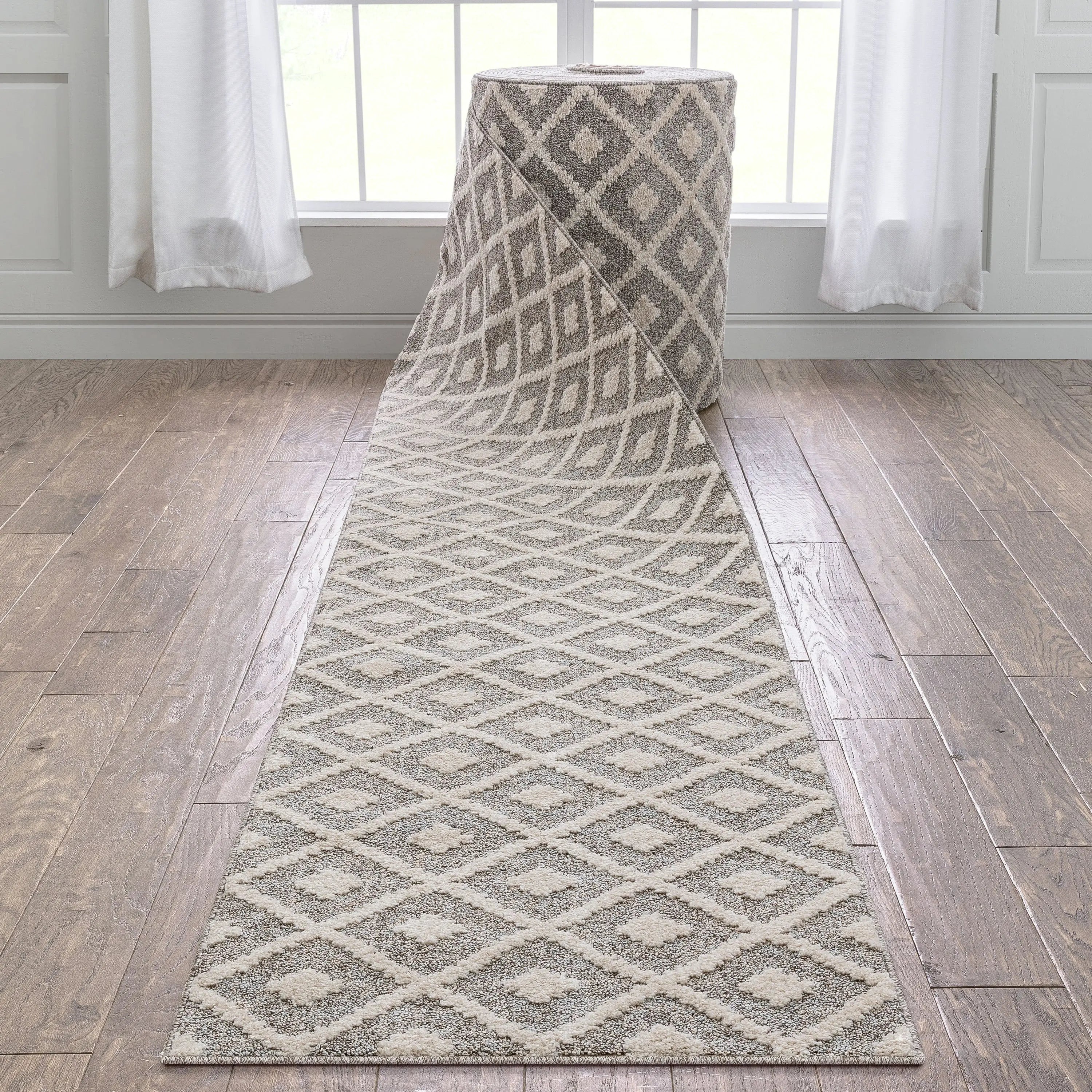 Custom Size Runner Ailey Moroccan Lattice Trellis Ivory Choose Your Width x Choose Your Length Hallway Runner Rug、mySite、gigharbornorthrealestate