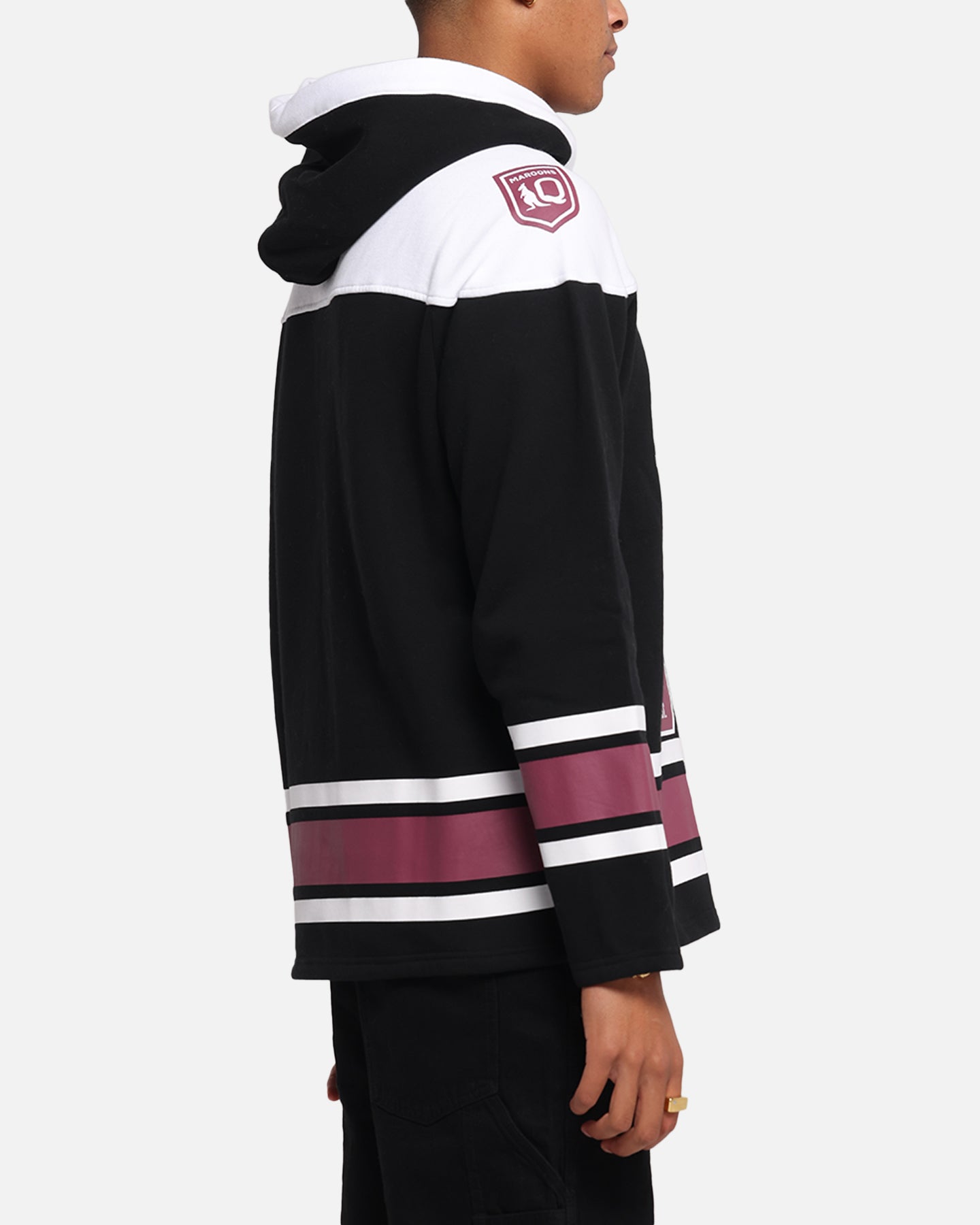 Queensland Rugby League Queensland Maroons Panel Hoodie Black、mySite、zt4zffjzw