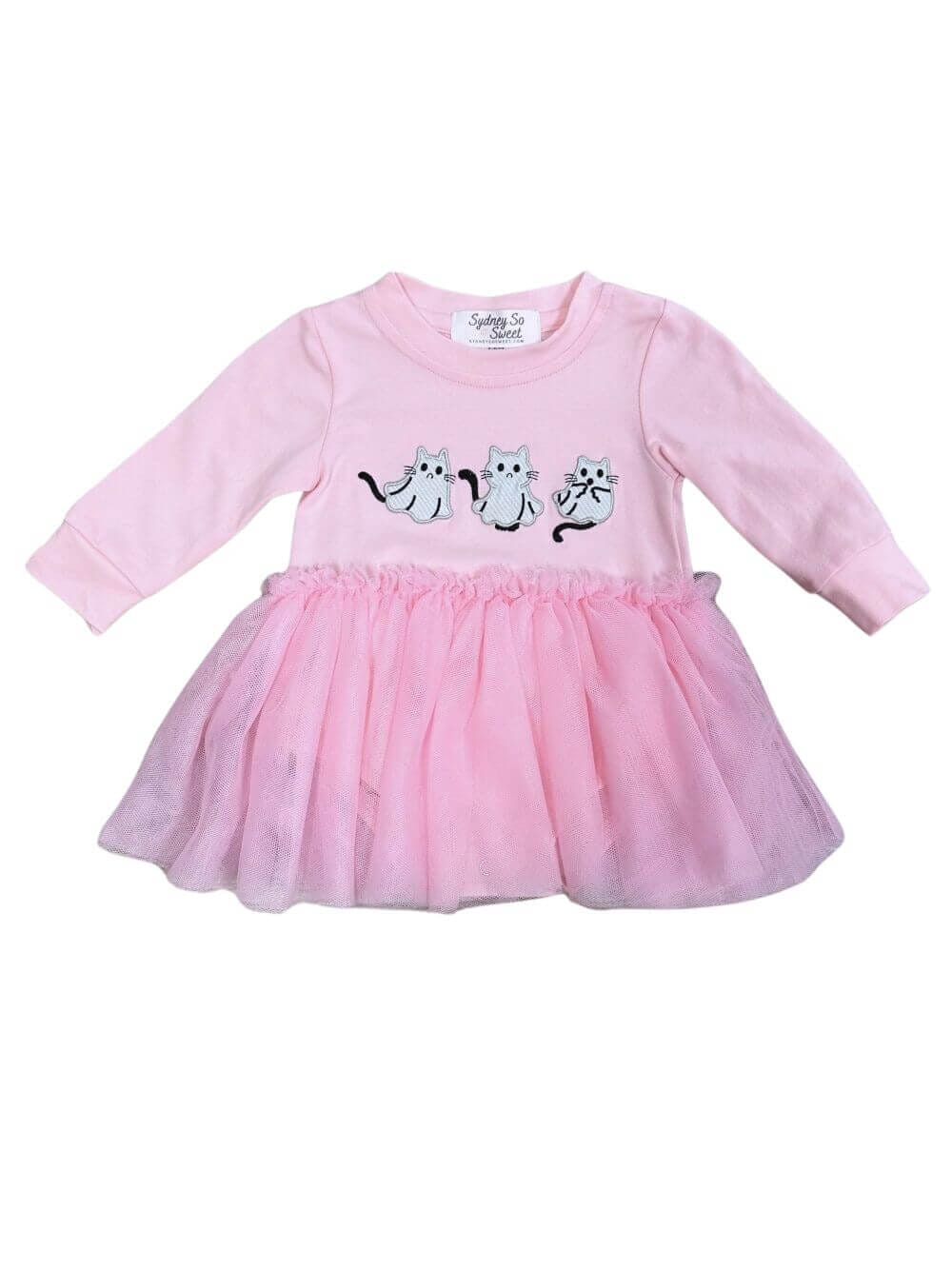 Cat Ghosts Pink Long Sleeve Girls Baby Tutu Romper、mySite、camillekostekn