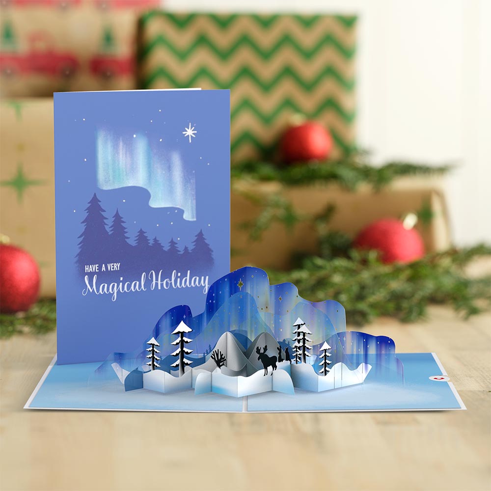 Winter Borealis Scene Pop-Up Card、mySite、solidvoid