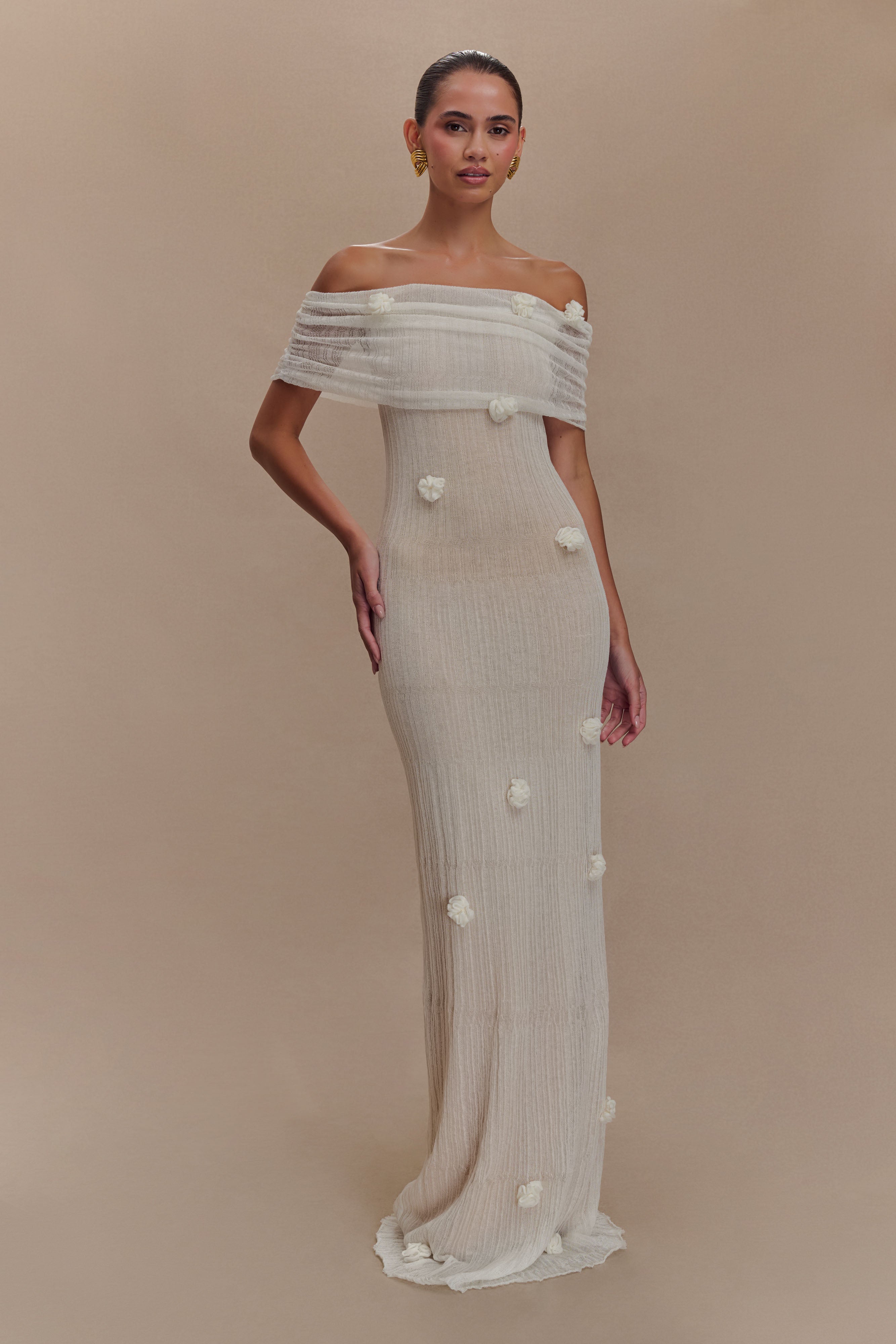 Brynn Orchid Knit Maxi Dress - Ivory、mySite、solidvoid
