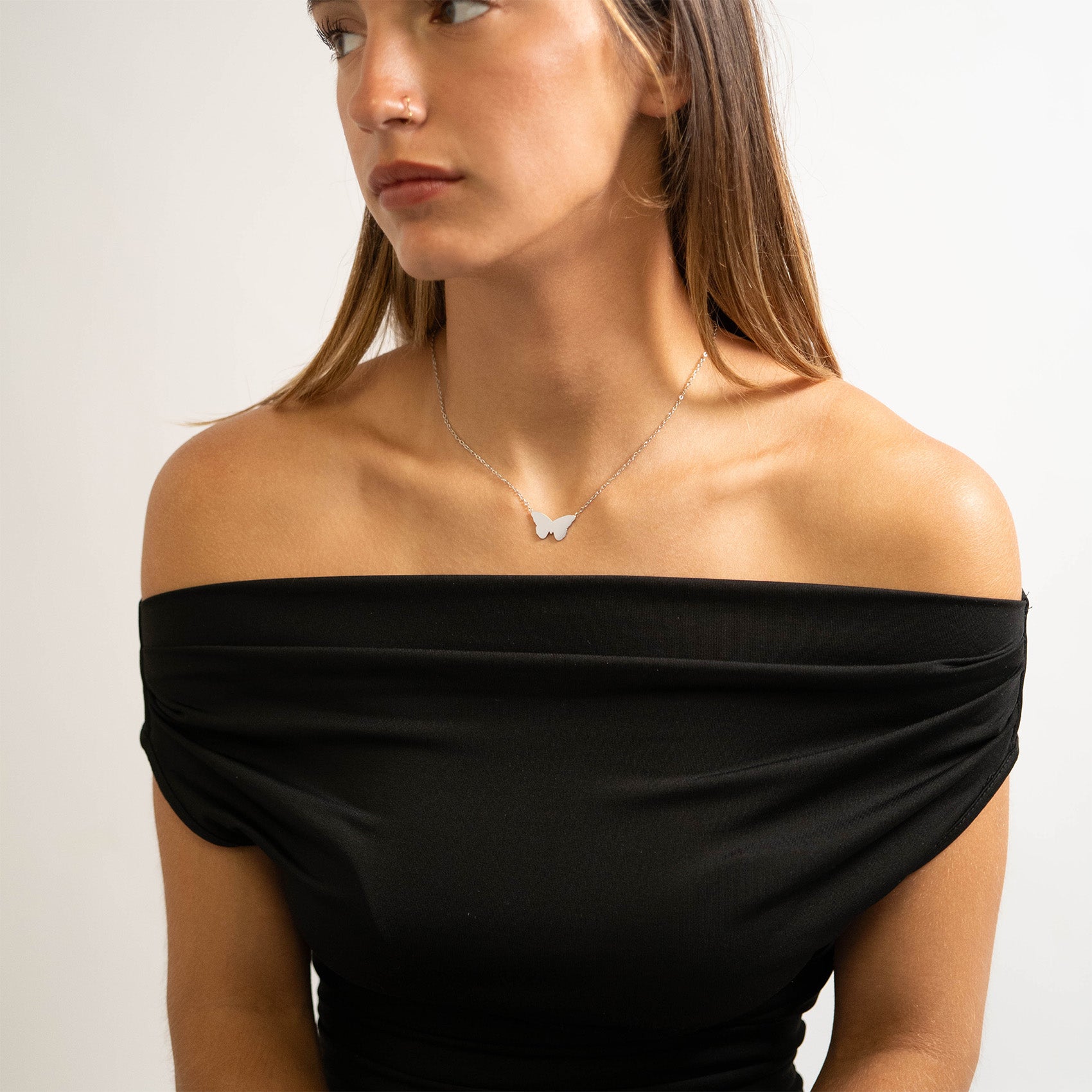 18K Gold PVD Stainless Steel Blank Engravable Butterfly Necklace / CHN0084、mySite、dreamappss