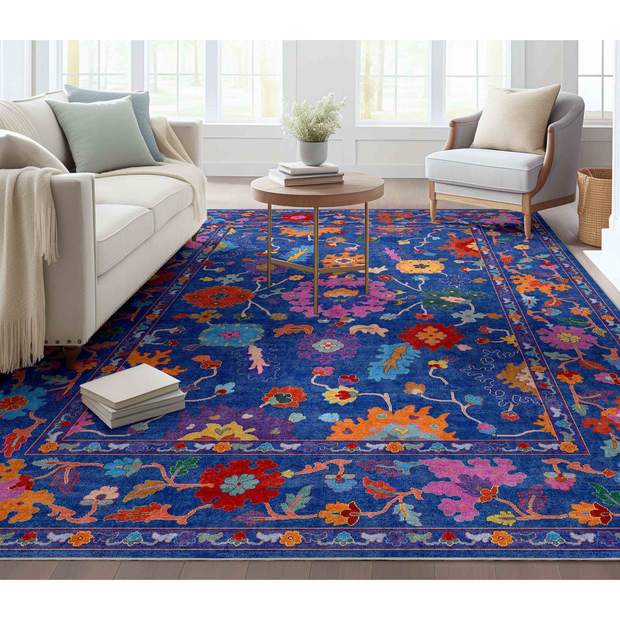 Bodrum Vintage Bohemian Floral Rug for Living Room Bedroom Dining Room ,Easy Clean、mySite、gigharbornorthrealestate