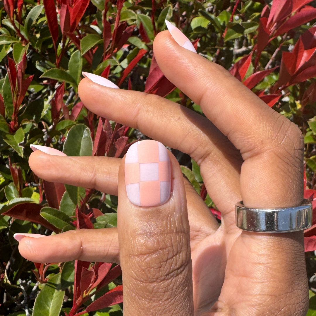 Sherbet Checker Party | Short | Round - Tab Press-On、mySite、solidvoid