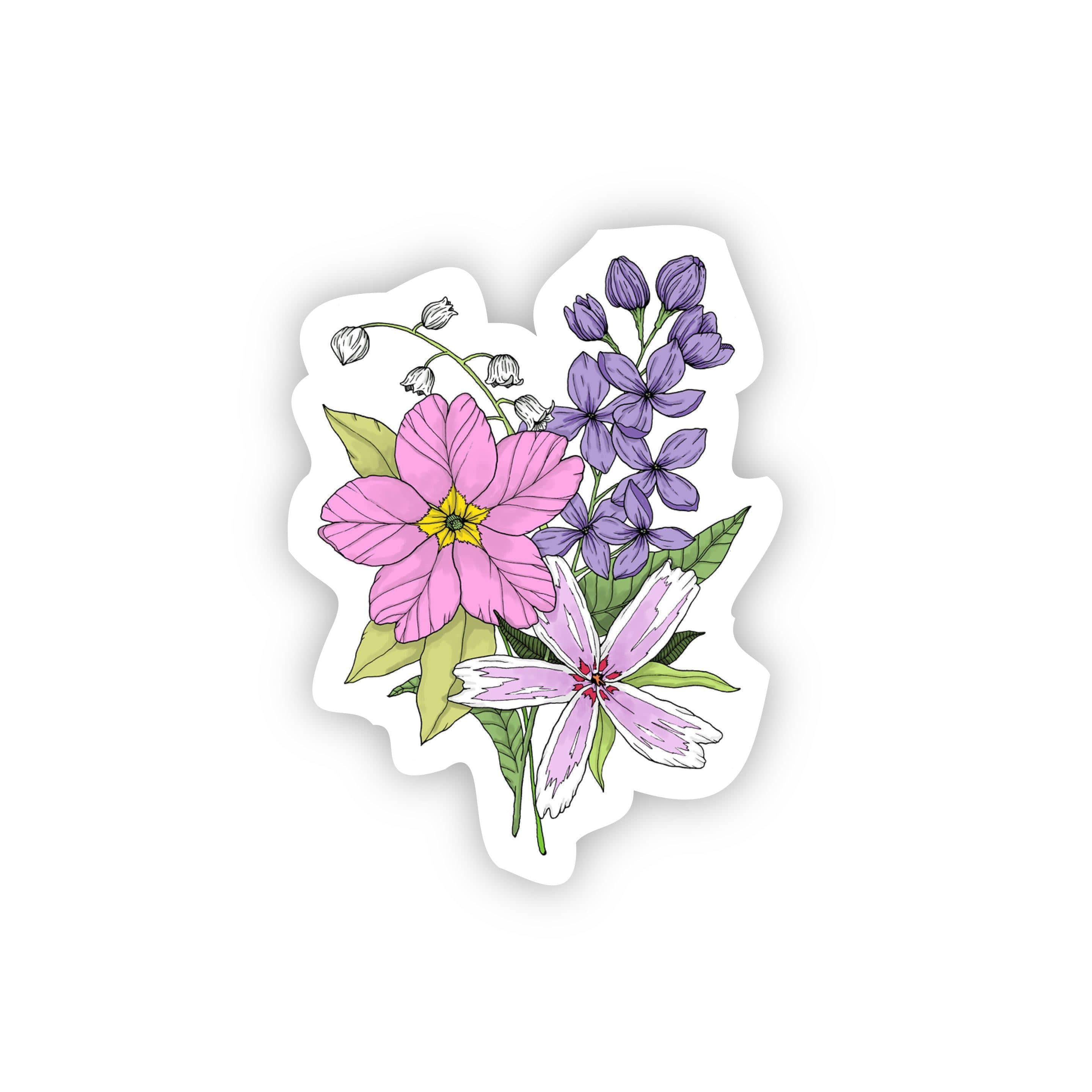  Flower Bouquet Sticker - Primrose, Lilac, Creeping Phlox, Lily of the valley、mySite、elrpsem3k
