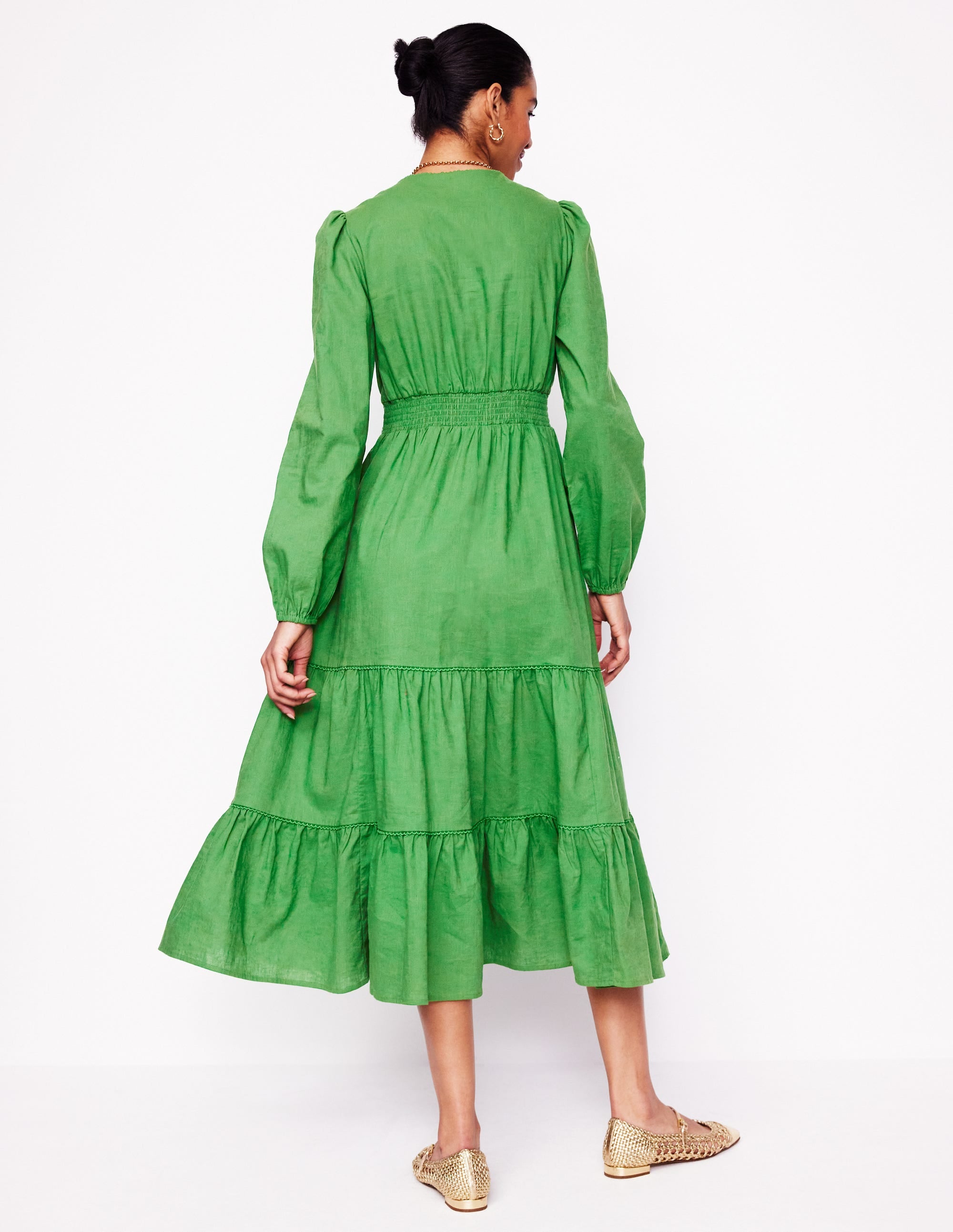  Violet Linen Blend Midi Dress-Paradise Green、mySite、ashleygrahame