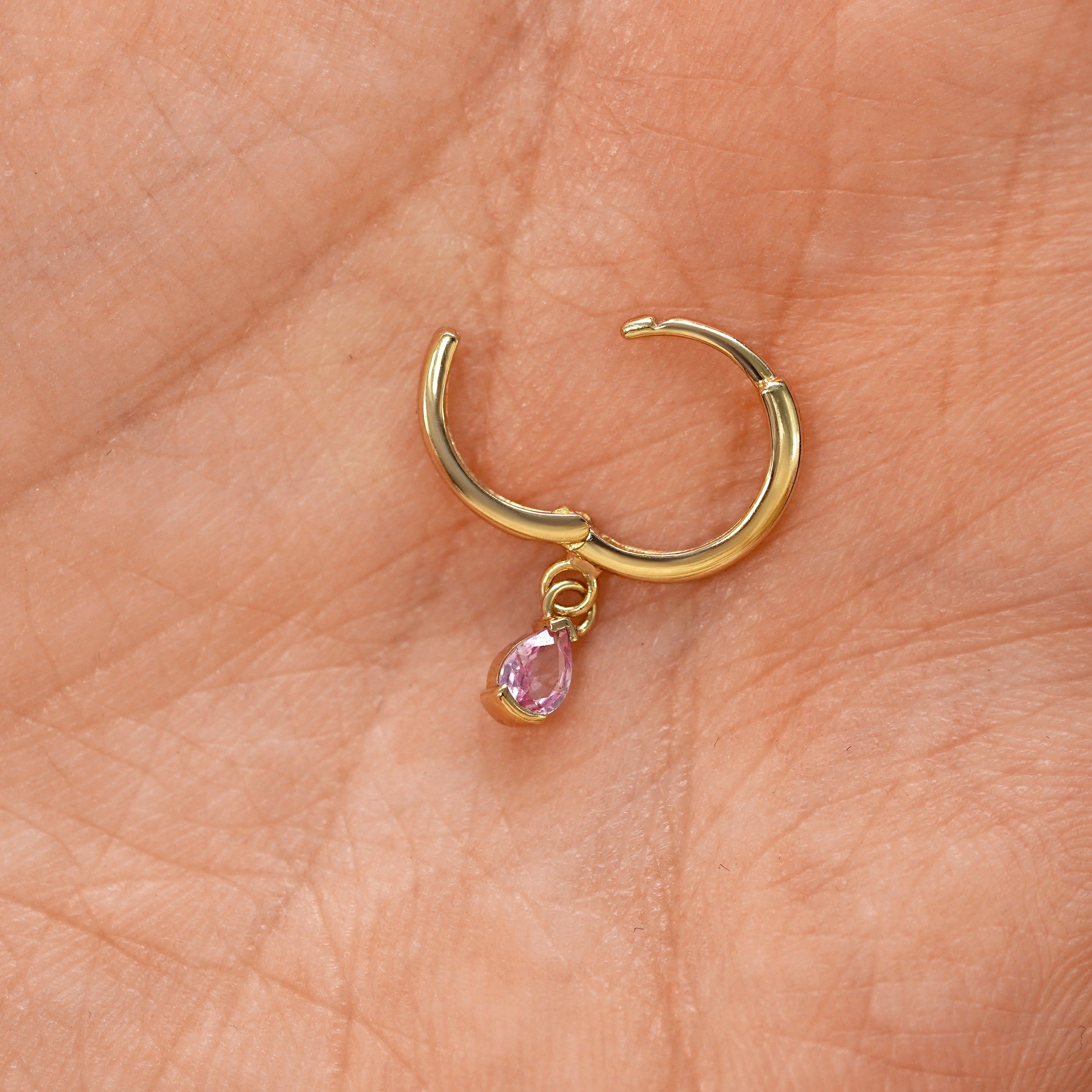 Pear Pink Sapphire Dangle Hoop、mySite、hinf8tx79