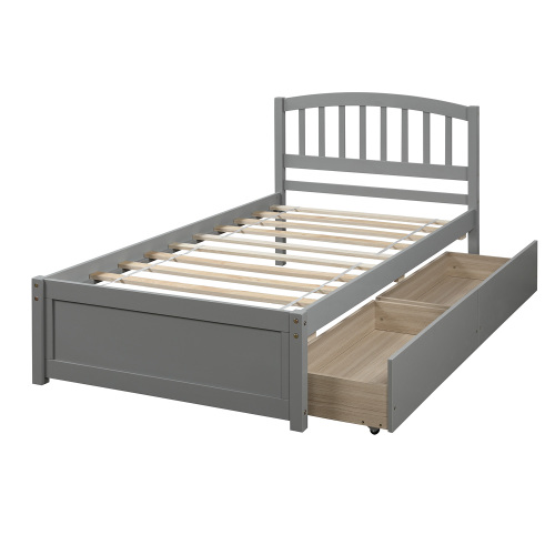 Twin Platform Storage Bed Wood Bed Frame with Two Drawers and Headboard, Espresso(Previous SKU: SF000062PAA)、、casual