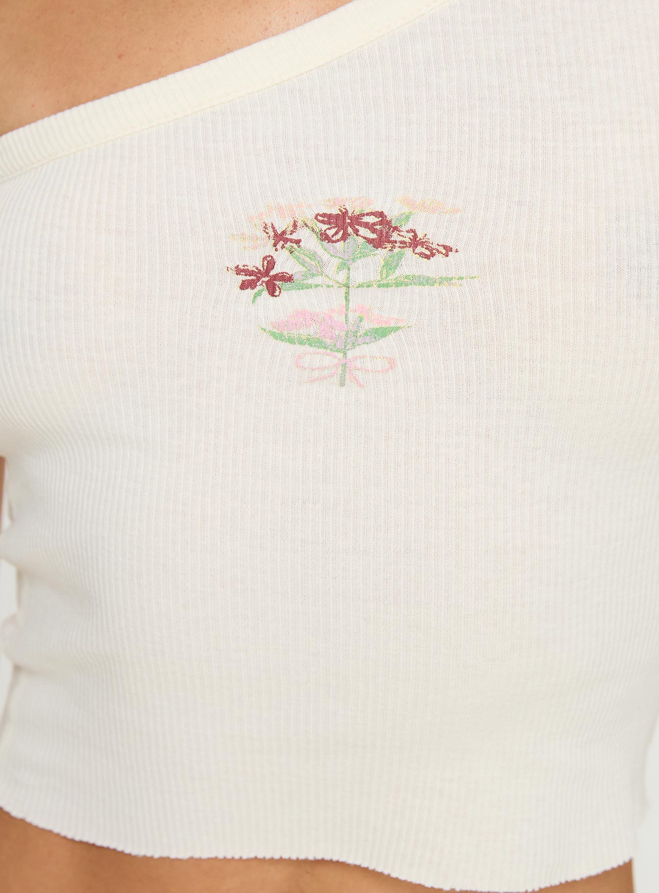 Water Colour One Shoulder Top White、mySite、solidvoid