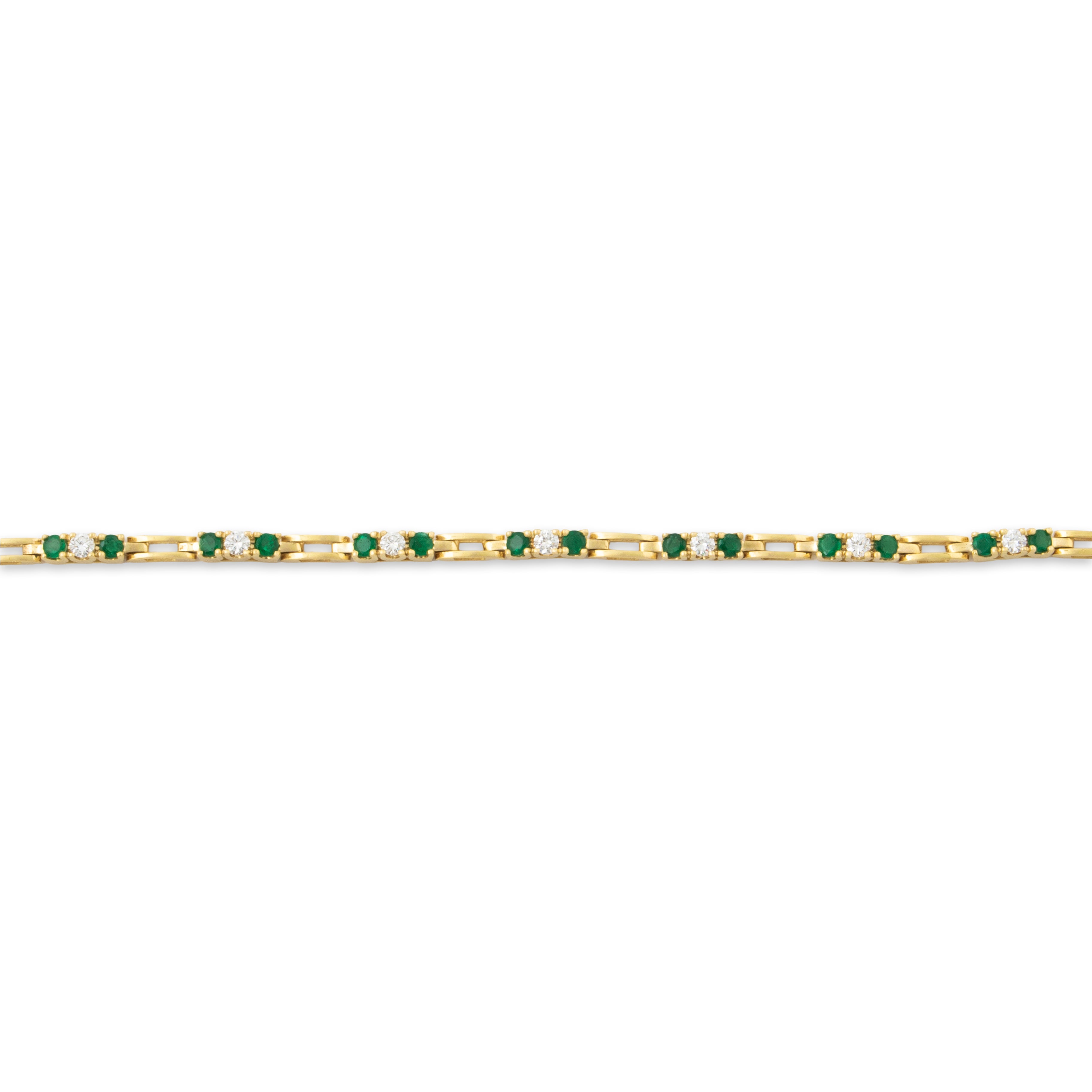 Vintage Quality 18k Yellow Gold 1.44cttw Emerald .855cttw Diamond Bracelet 6.5、mySite、hinf8tx79