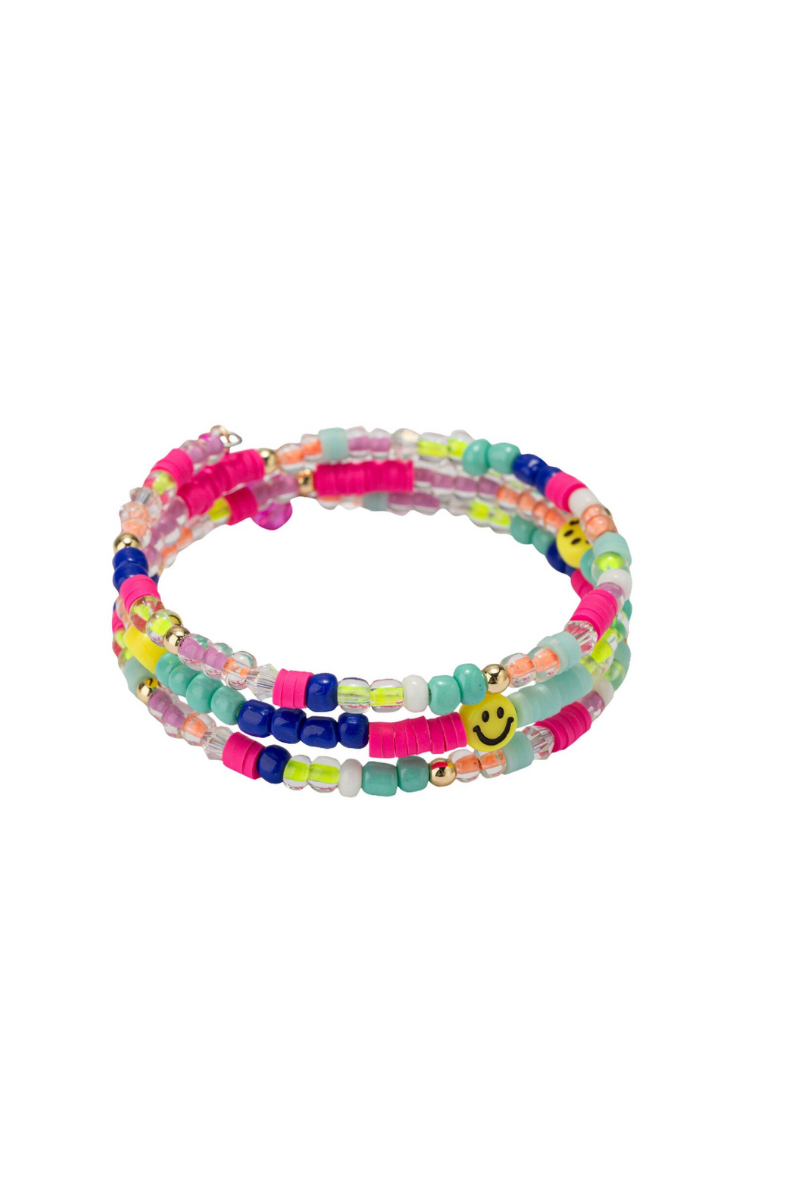 Kids Happy Face Beaded Wrap Bracelet、mySite、hinf8tx79