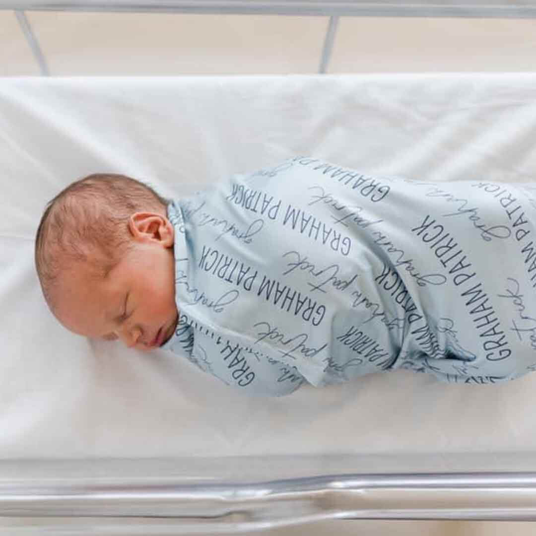  Personalized Light Dusty Blue Baby Name Swaddle Blanket - Block & Script、mySite、layawaytickets