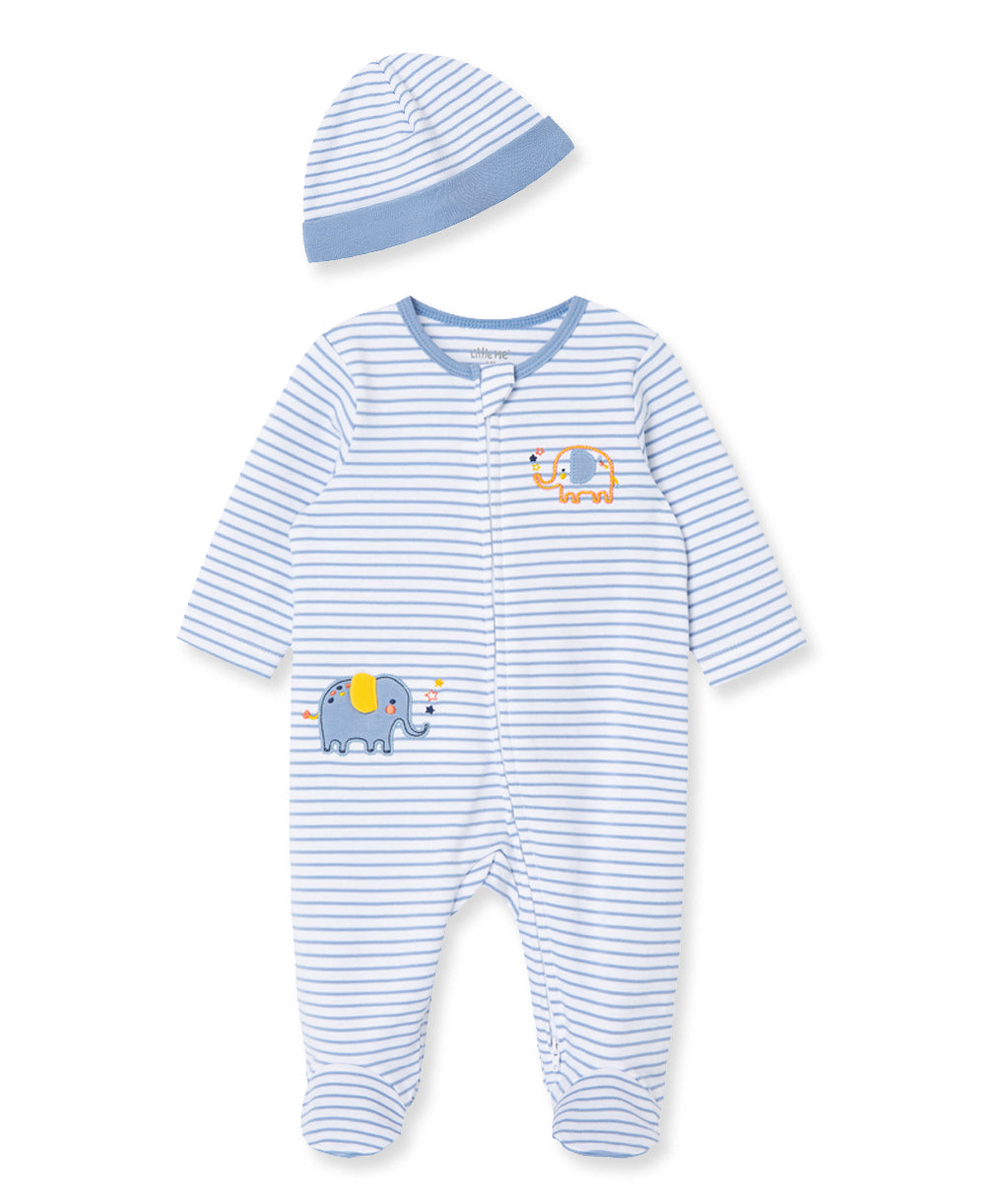  Elephant 2-Way-Zip Footed One-Piece And Hat、mySite、layawaytickets