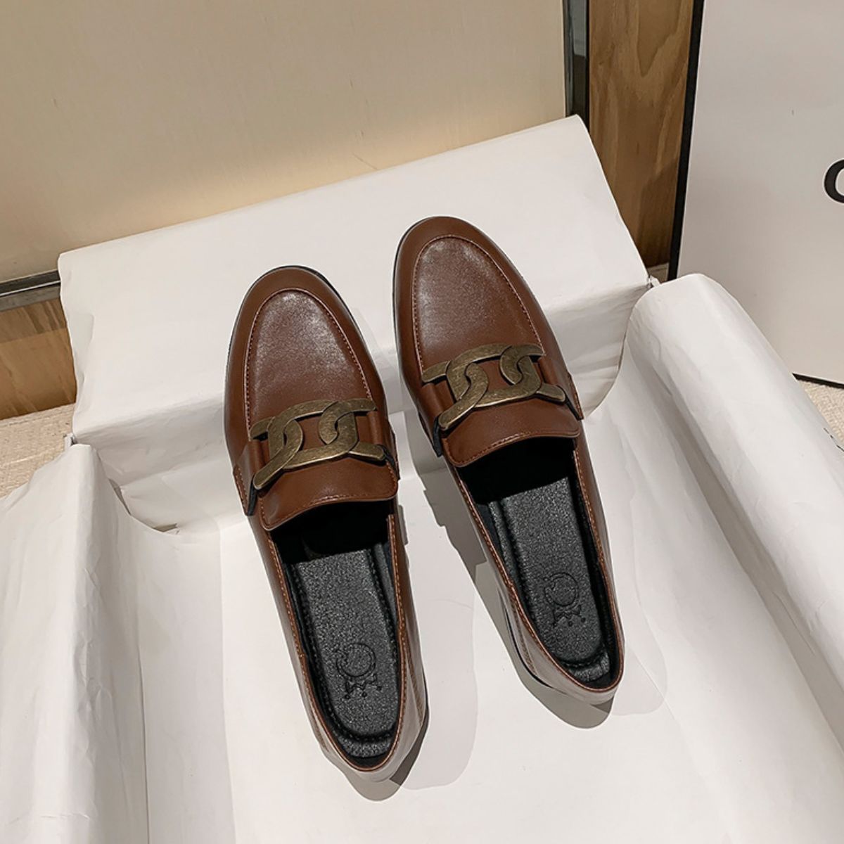  Cowhide Leather Flats Loafers、mySite、justintrudeaud