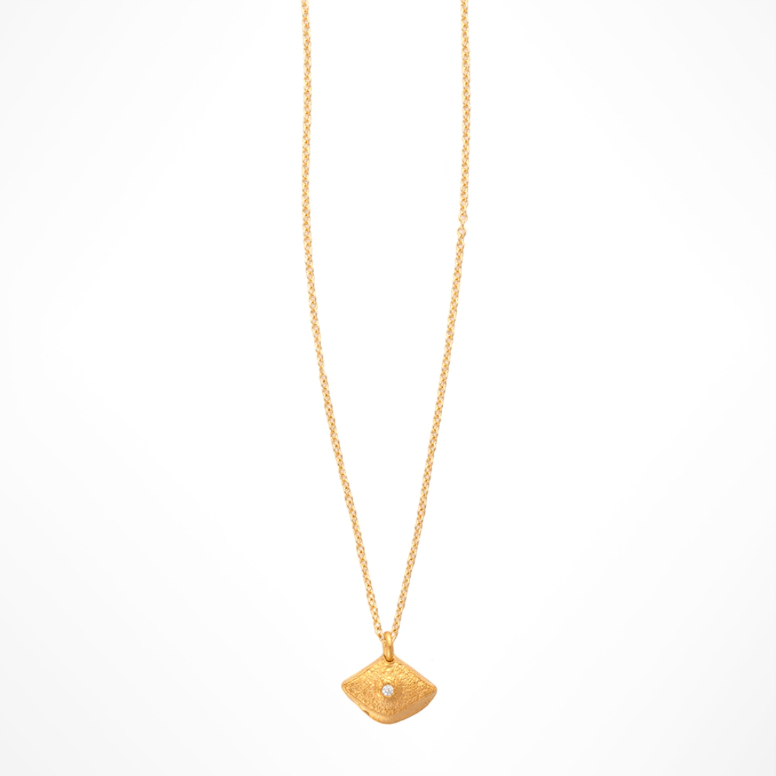 Rustic Evil Eye 24k Gold Vermeil Necklace with Crystal、mySite、topwebapps