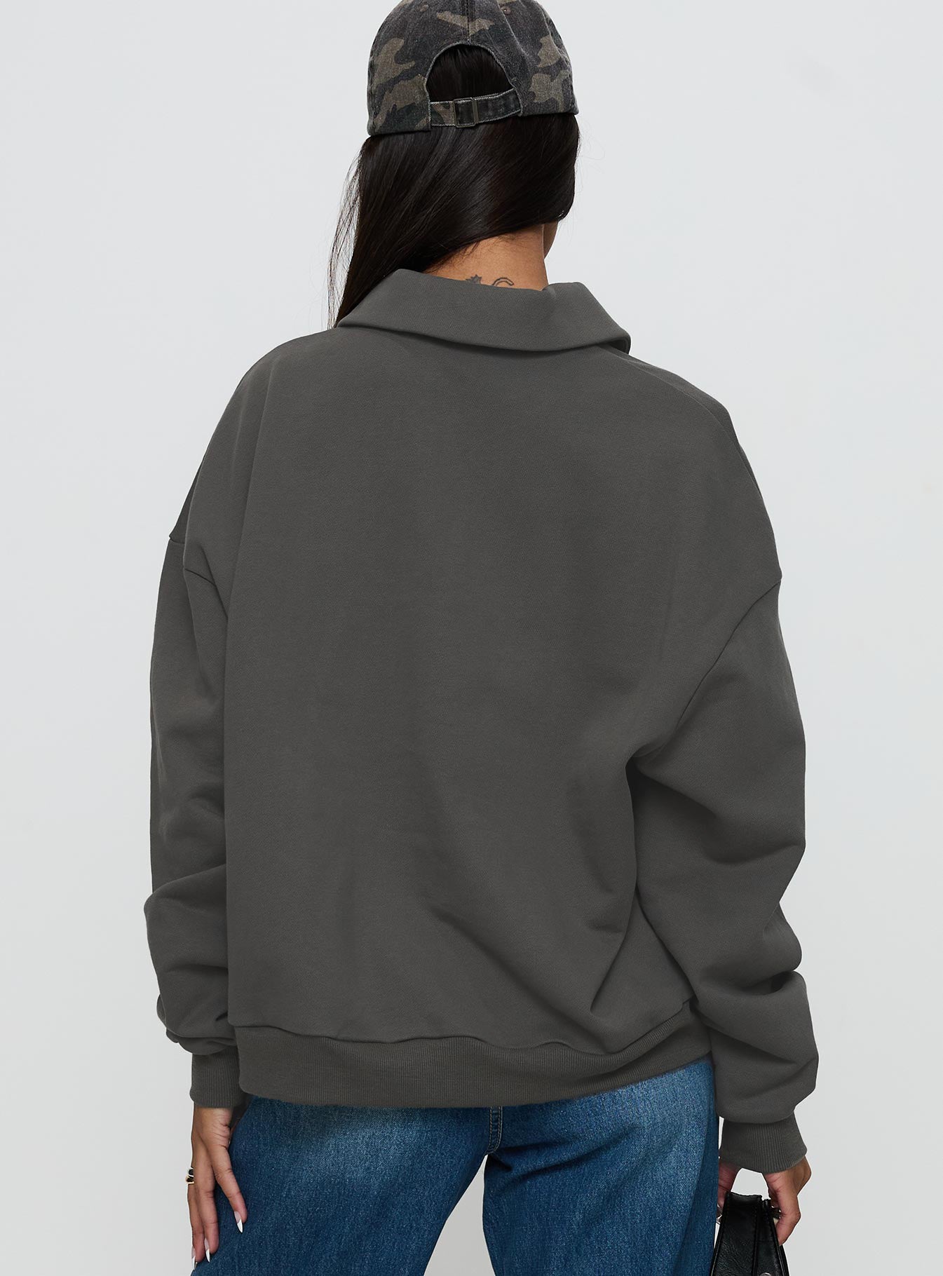 Back Around Collared Fleece Jumper Slate、mySite、solidvoid