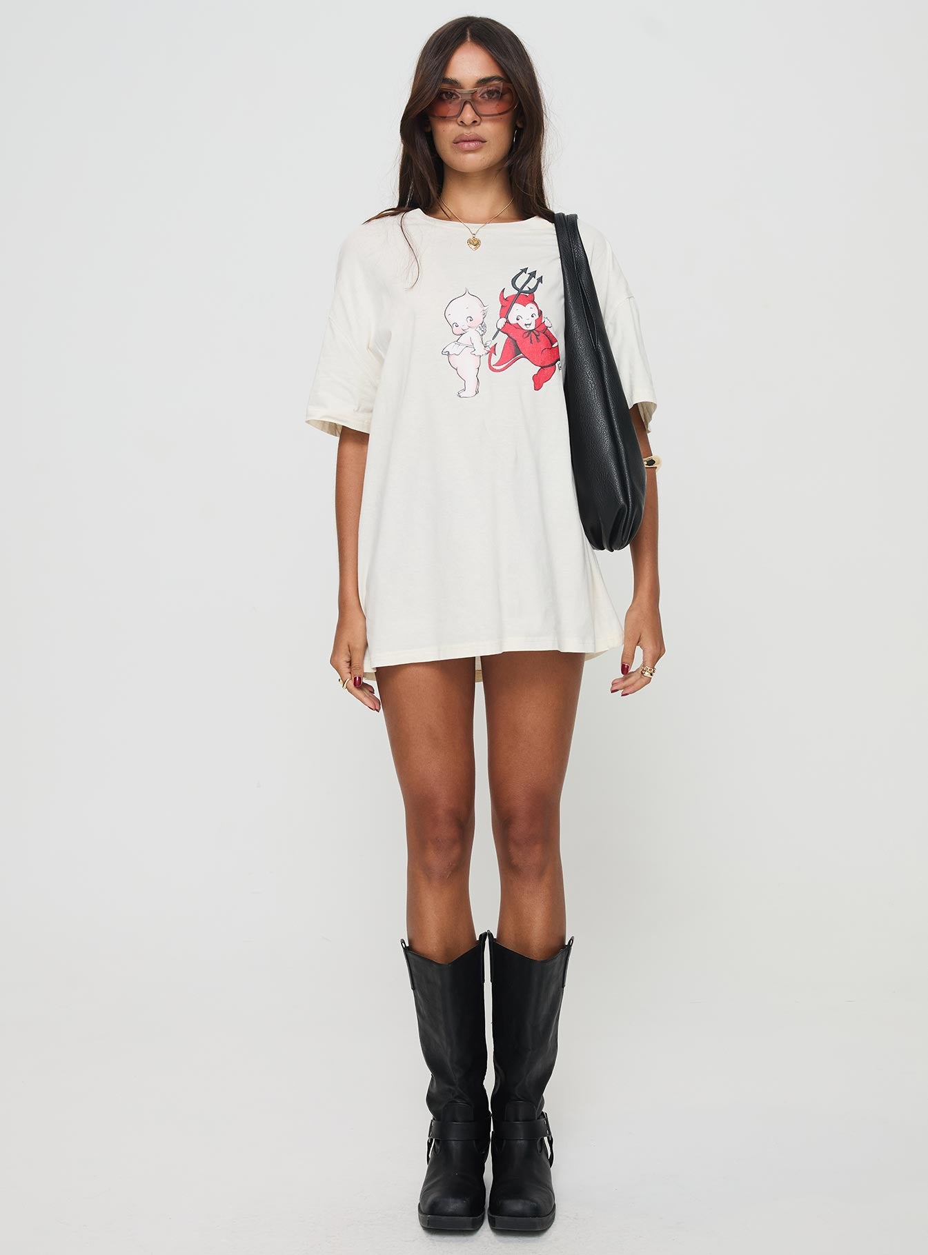 Kewpie Angel Vs Devil Oversized Tee White、mySite、solidvoid