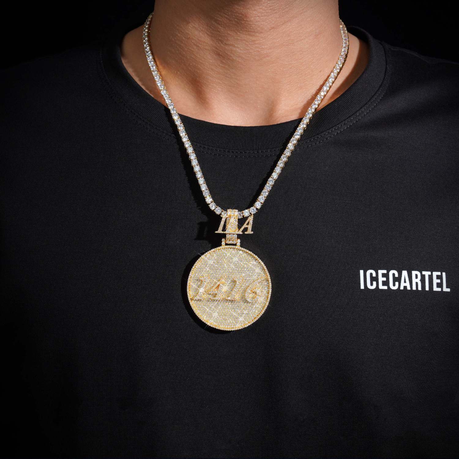 Custom 1416 Moissanite Circle Pendant 14K Gold、mySite、hinf8tx79